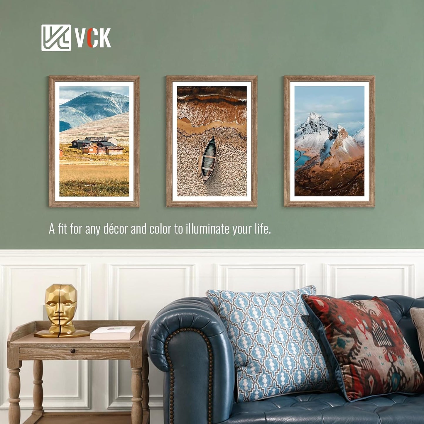 VCK 16x24 Frame Walnut 4 Pack, Wide Thick Wood Border, for Poster/Prints | Exclusive Woodgrain, Wall Hanging, HD