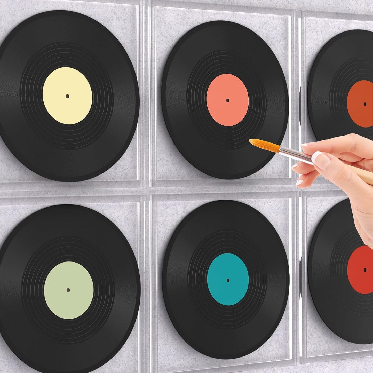 Facmogu 12 Inch Vinyl Wall Decor 6 Pack, Fake Vinyl Records Decorations | For Aesthetic Party Decor Artist Studio