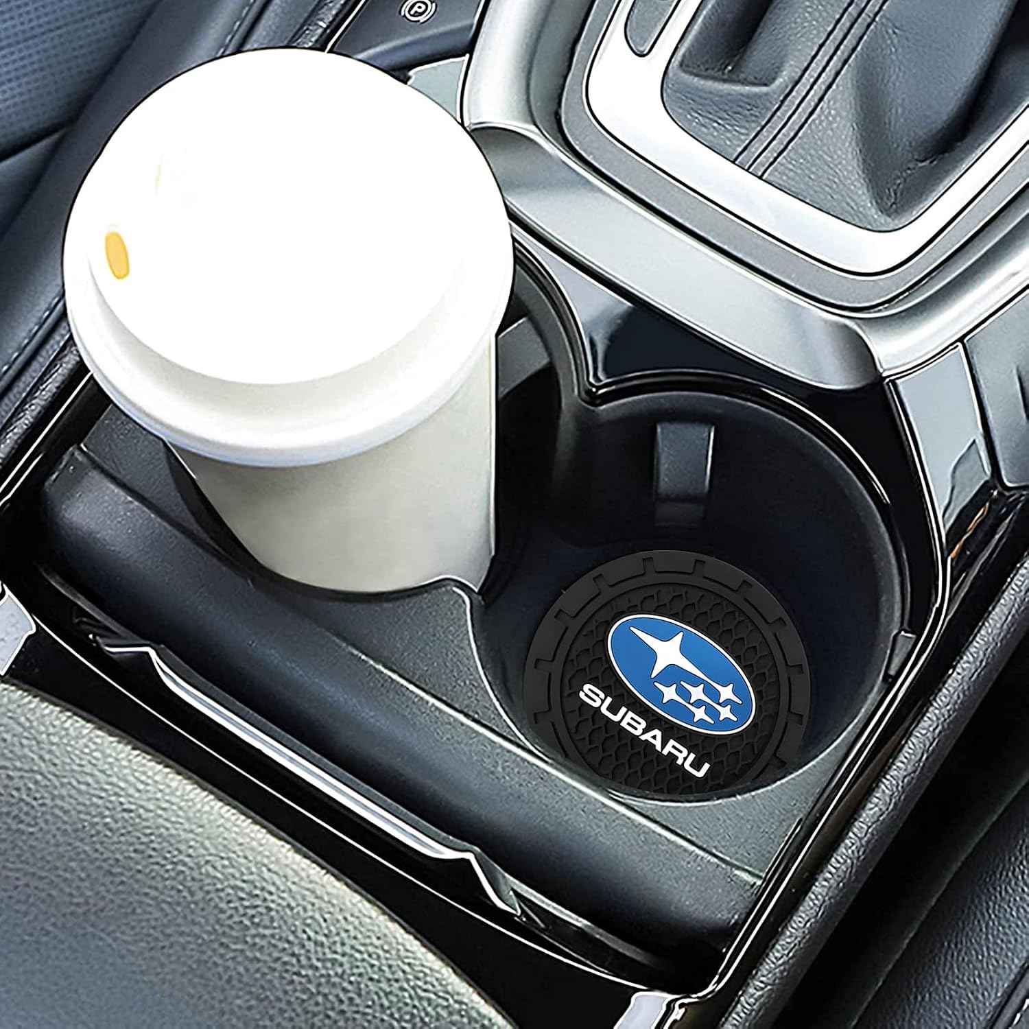 Car Cup Holder Coaster for Subaru Recessed Silicone Cupholder / Black-014 / 2.75 Inch / Set of 2