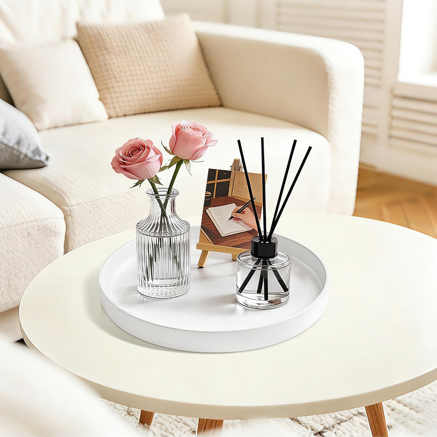 Candles / 11" Bathroom and Vanity Tray / White / Set of 11