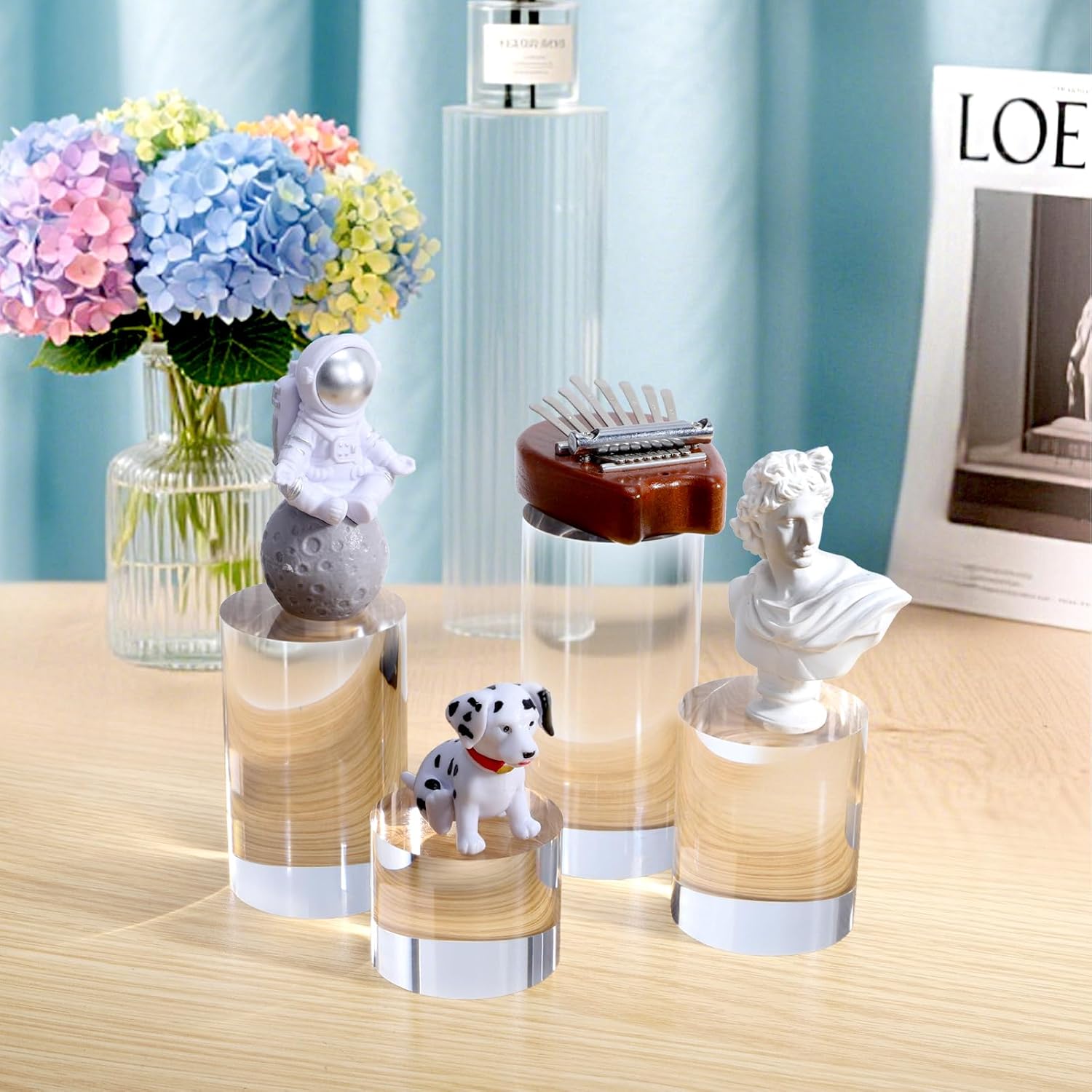 Acrylic Cylinder Risers Display Stand / Clear / Set of 4