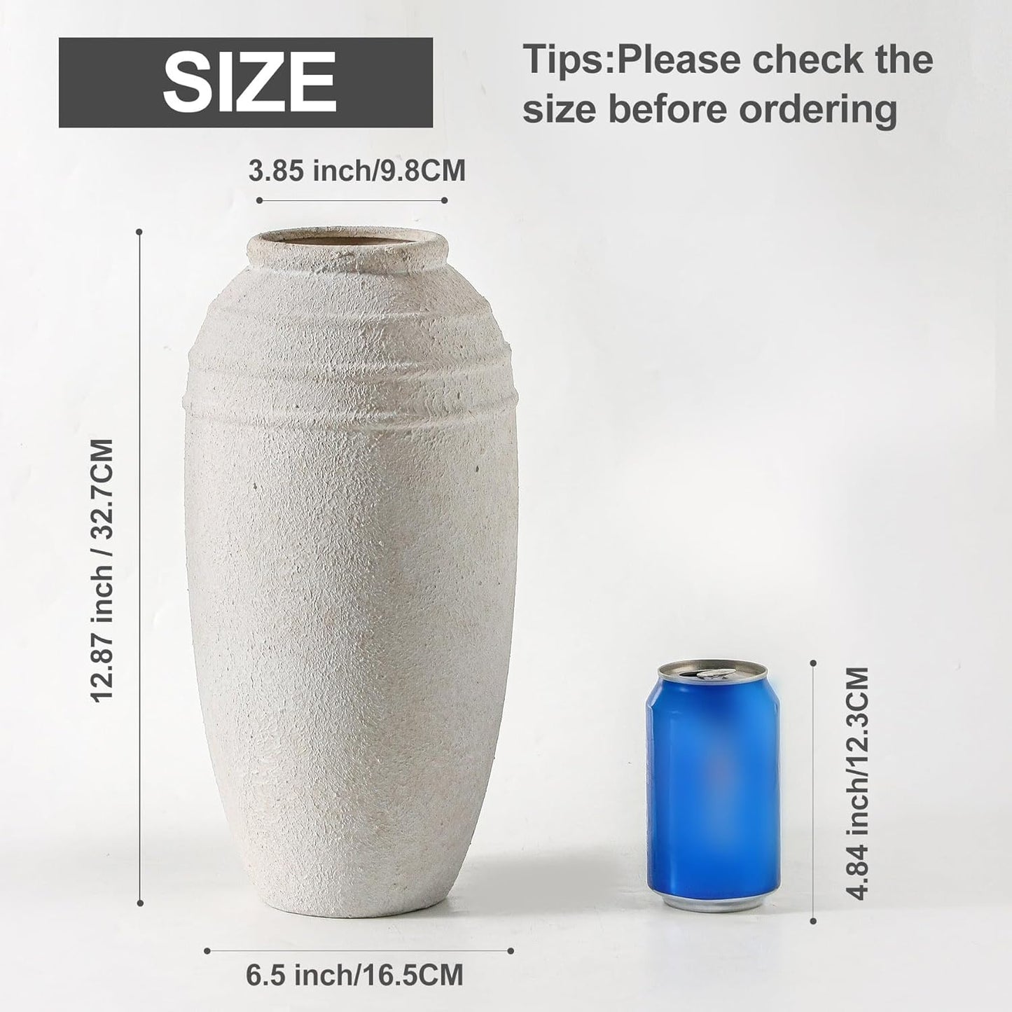 Tall Ceramic Vintage Vase / 12.87 Inch
