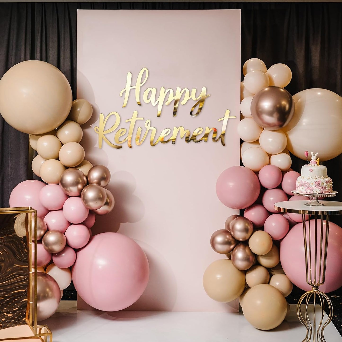 Happy Retirement Acrylic Mirror Decal Letter Sticker for Arch Backdrop / Golden / 20 Inches / Gold