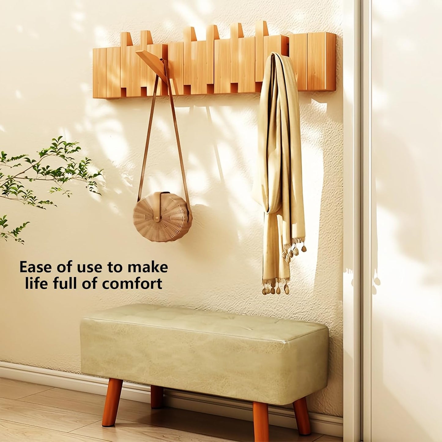 Paint Wood Wall Mounted Coat RackHooks Piano Key Hangers Natural Solid Wood Hanger Non-Woven Fabric Clothes Hangers for