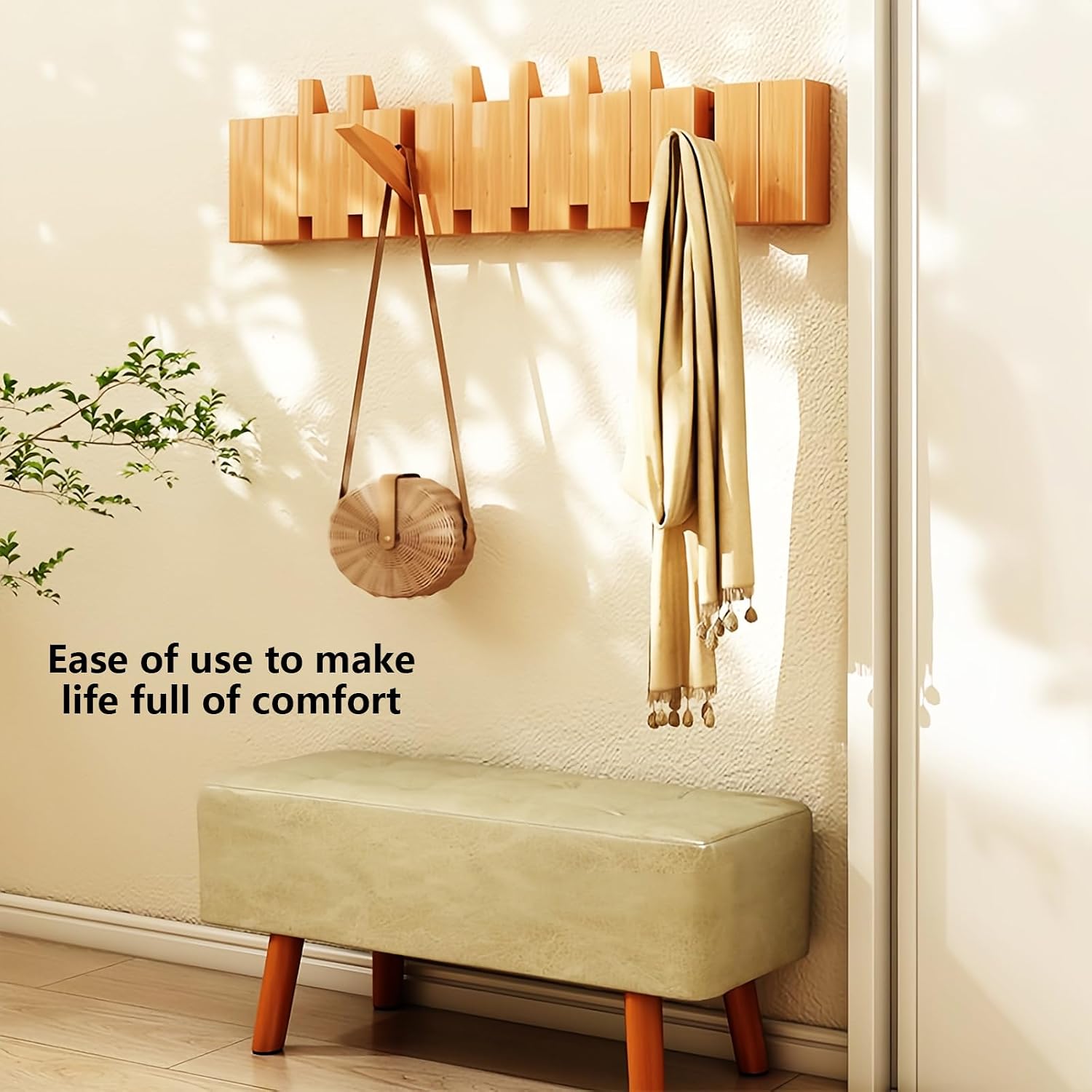 Paint Wood Wall Mounted Coat RackHooks Piano Key Hangers Natural Solid Wood Hanger Non-Woven Fabric Clothes Hangers for