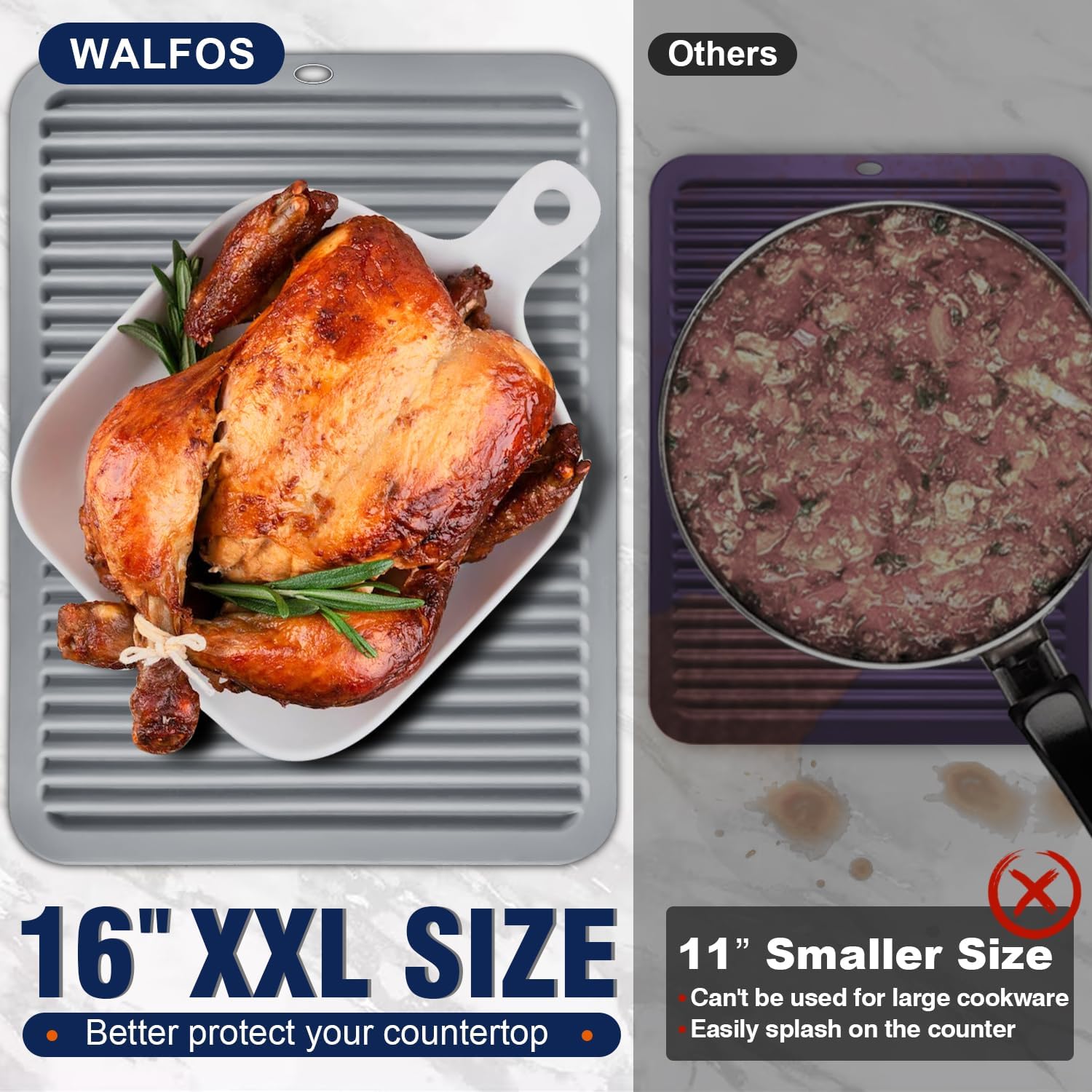 Walfos Large Silicone Trivet 16x12 Inch, Hot Pads for Kitchen, Heat Resistant Pot Holders Trivets for Hot Dishes, Hot
