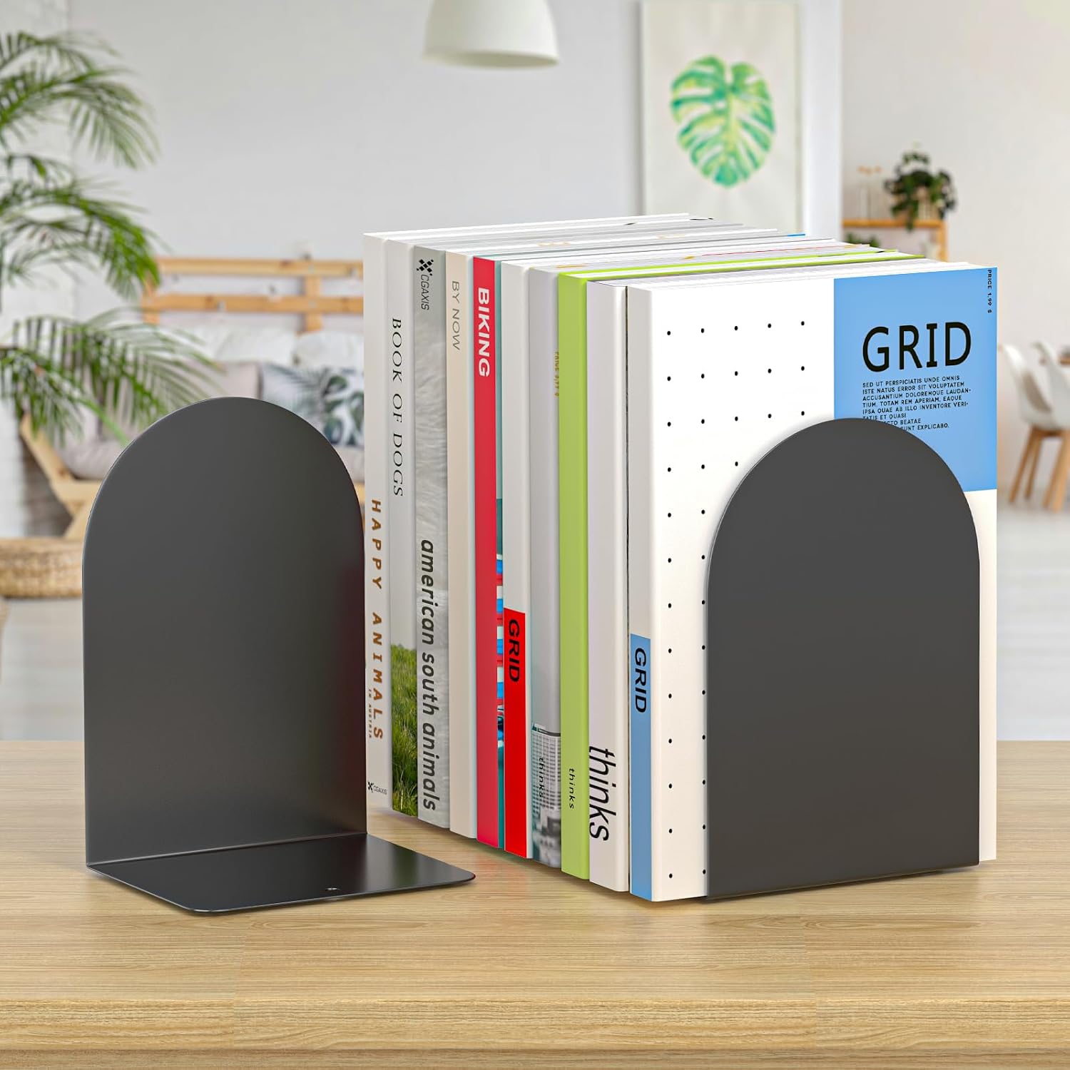 Metal Round Bookends / 4 Pairs Bookends / Black