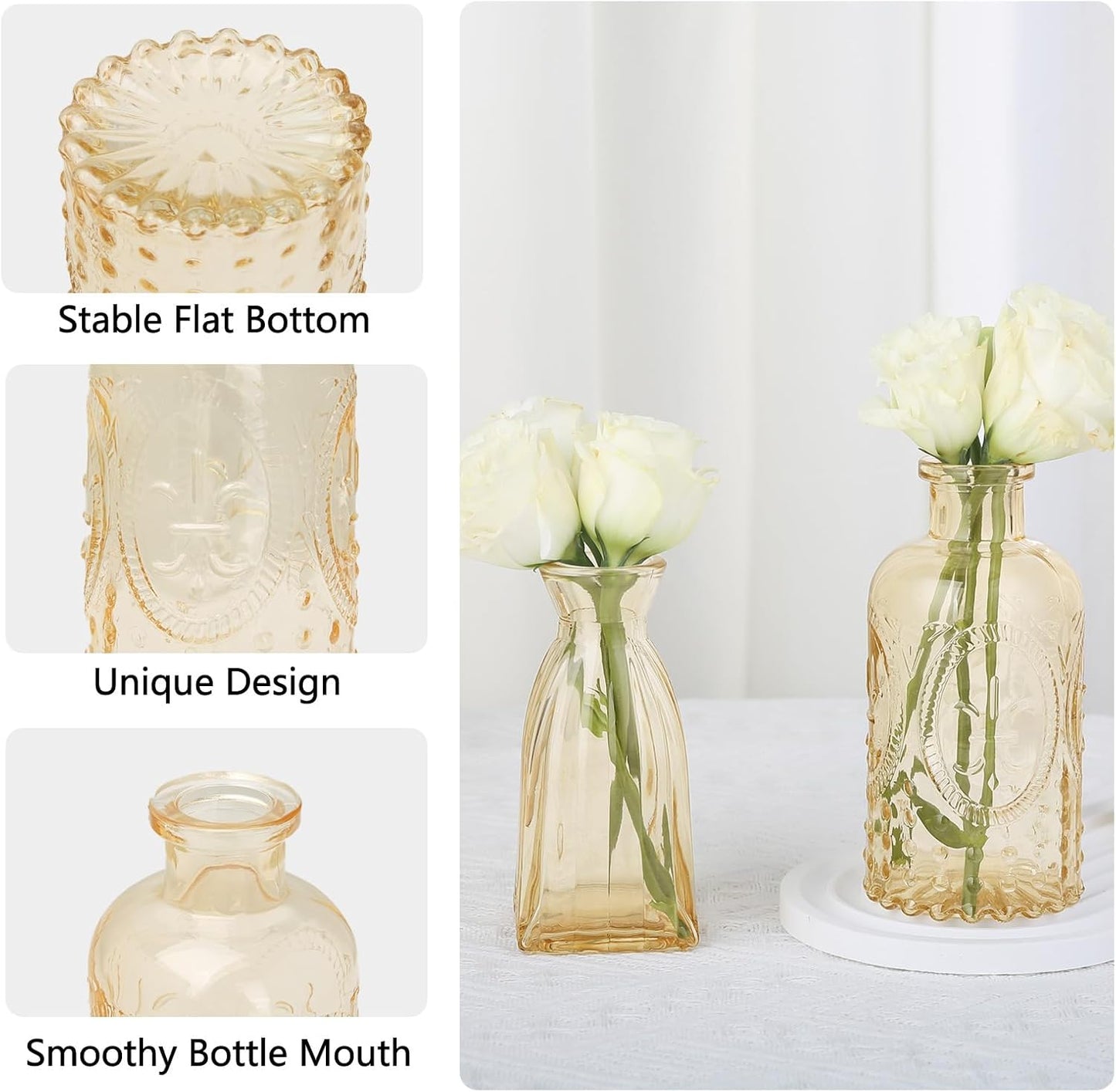 Glass Bud Vases Mini Flower Vase Small Vintage Vases for Centerpiece Table Wedding / Gold