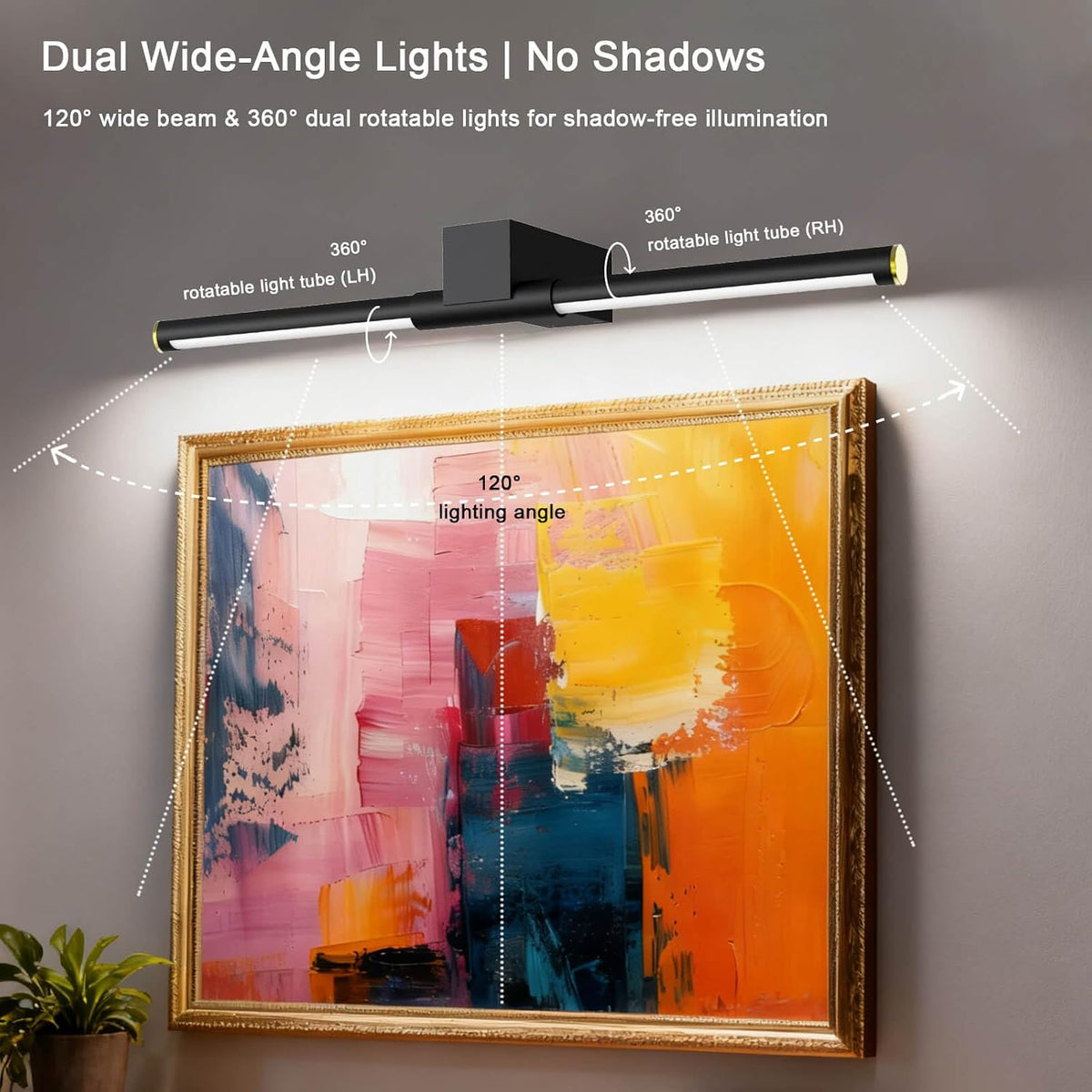 Picture Lights for Wall Battery Operated, Rechargeable Wireless Lights for Pictures on Wall with 3 Color Dimmable