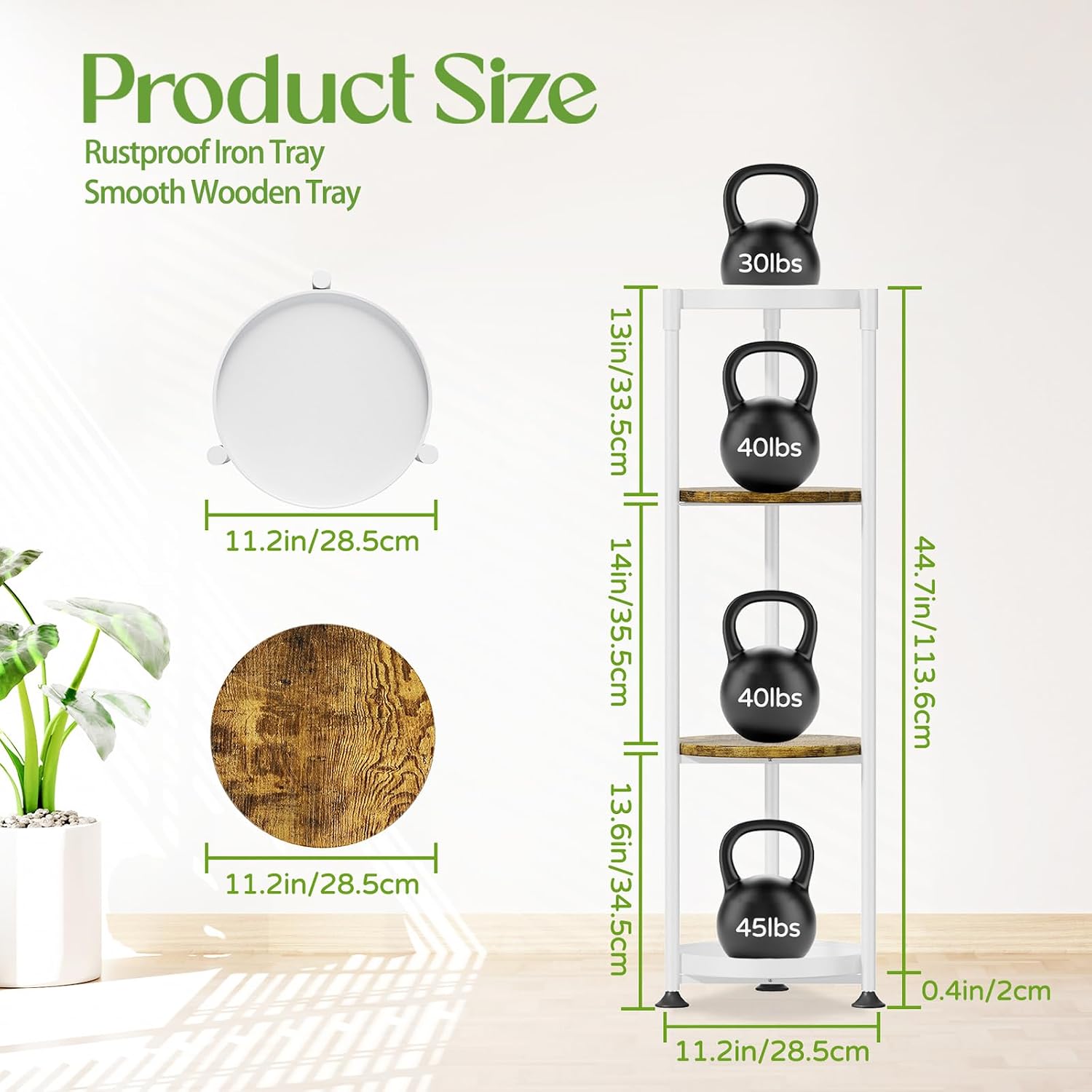 iDavosic.ly 4 Tier Corner Metal Plant Stand Indoor, 45 In Tall, White Brown | Vertical Outdoor Flower Display Holder