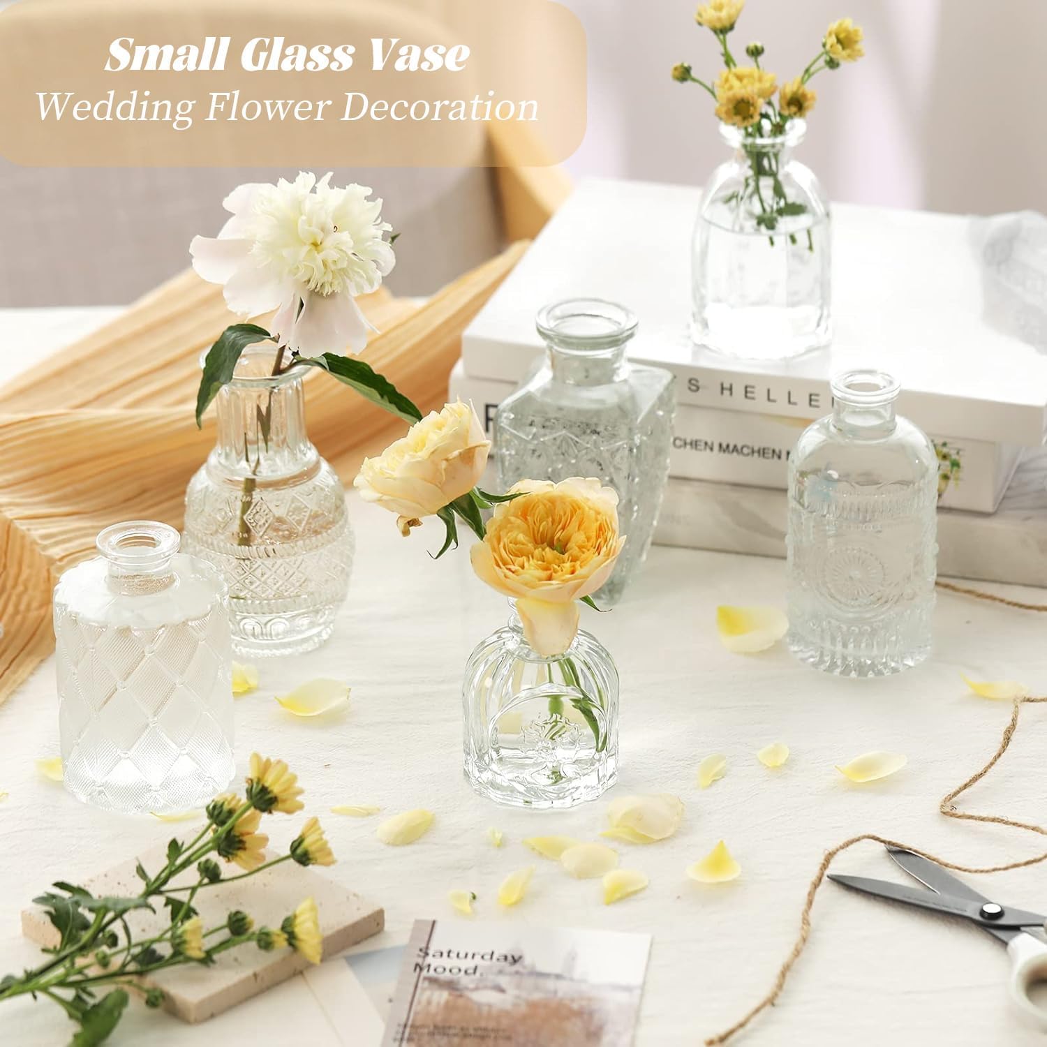 Glass Bud Vase Set of Wedding Centerpieces / Clear / Set of 32