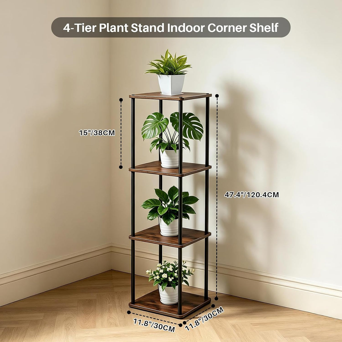 Vigordream Plant Stand Indoor Tier Metal Wood Plant Shelf for Muti Pots | Tall Pedestal Stand Flower Holder Planter