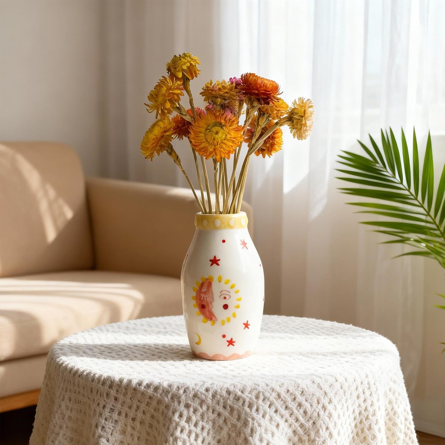 Unique Ceramic Vase / Boho Vase / Cream