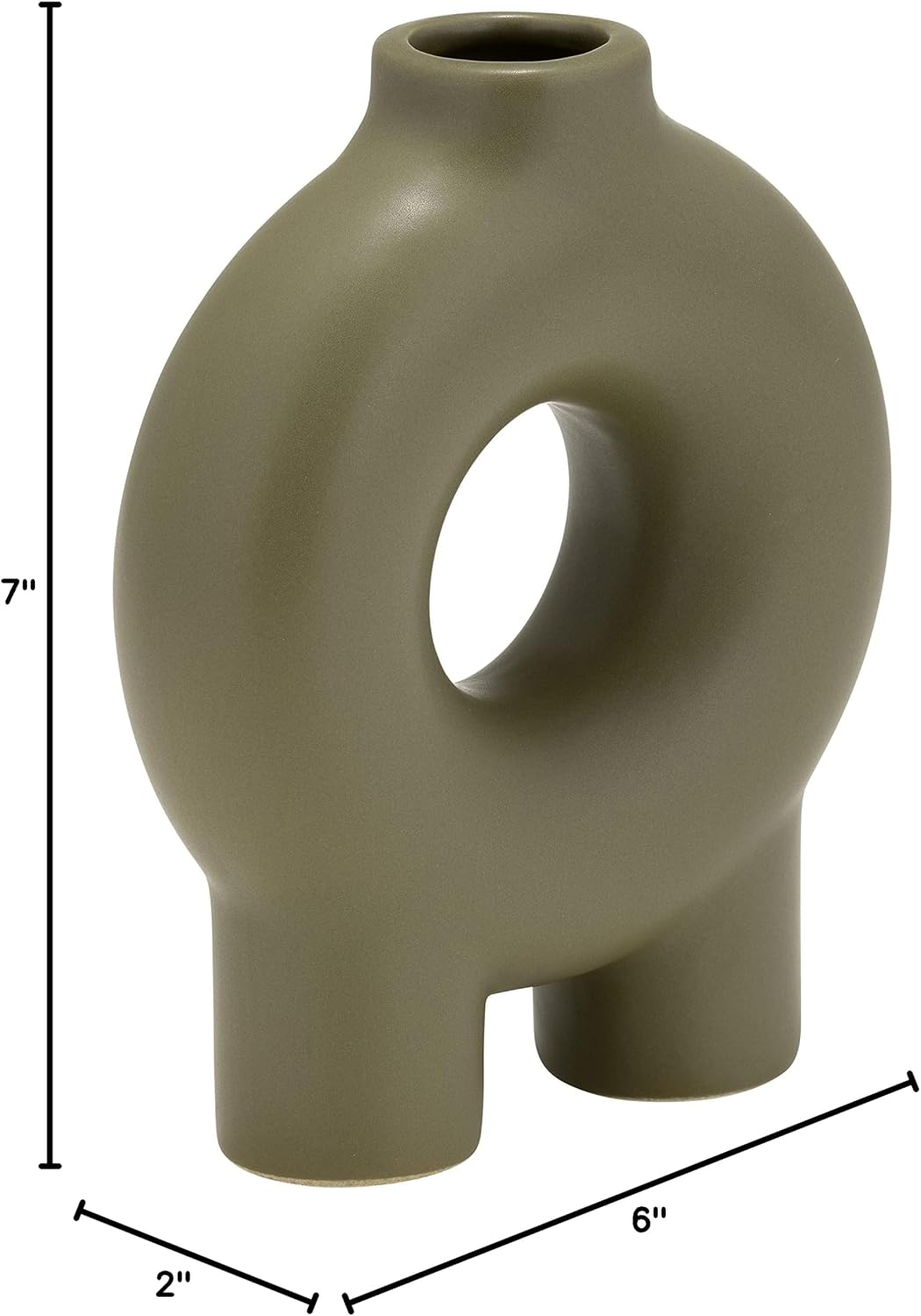 Modern Geometric Ceramic Vase / 7.0" H / Green