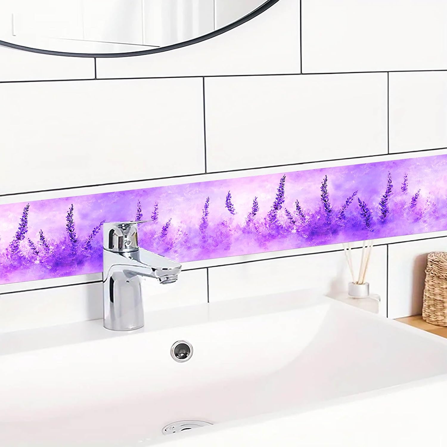 Wallpaper Border Peel and Stick Wall Accent PVC Lavender / Lavender Mist Flower / Purple / 4 x 196