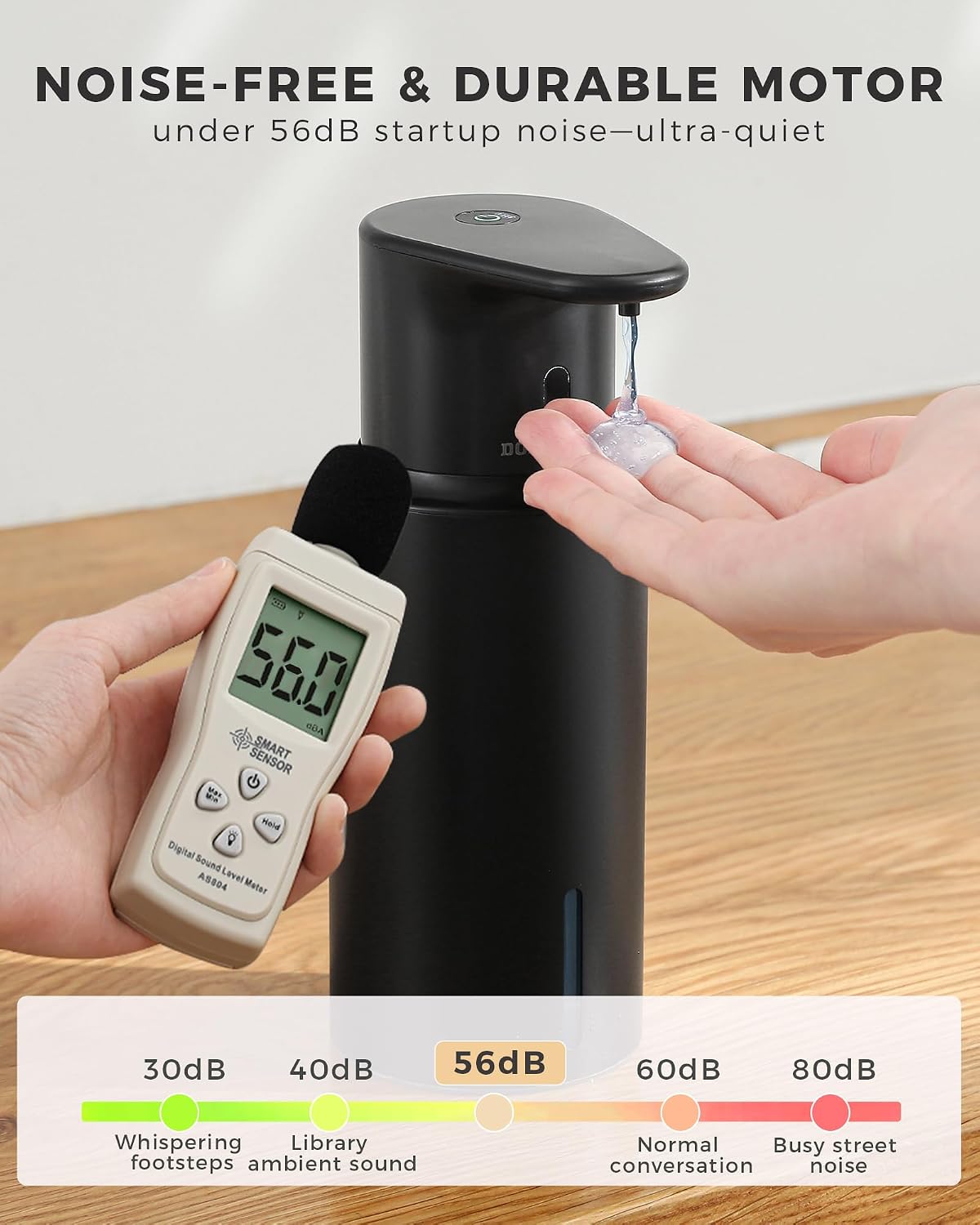 Automatic Liquid Soap Dispenser Touchless, 304 Stainless Steel Bottle Body | 16.2oz/480ml Rechargeable, 3 Adjustable