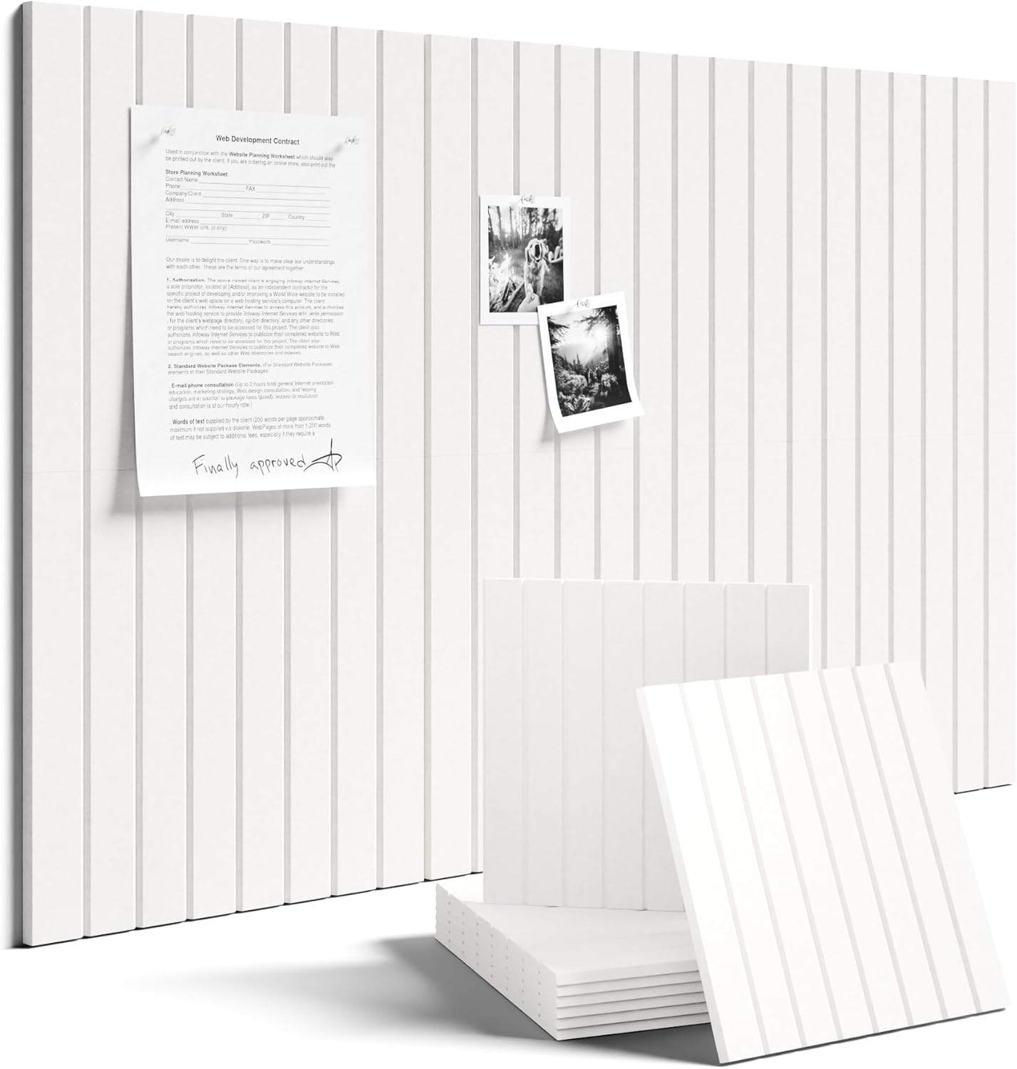 Fluxynara 36" x 24" Large Felt Bulletin Board, Milky White