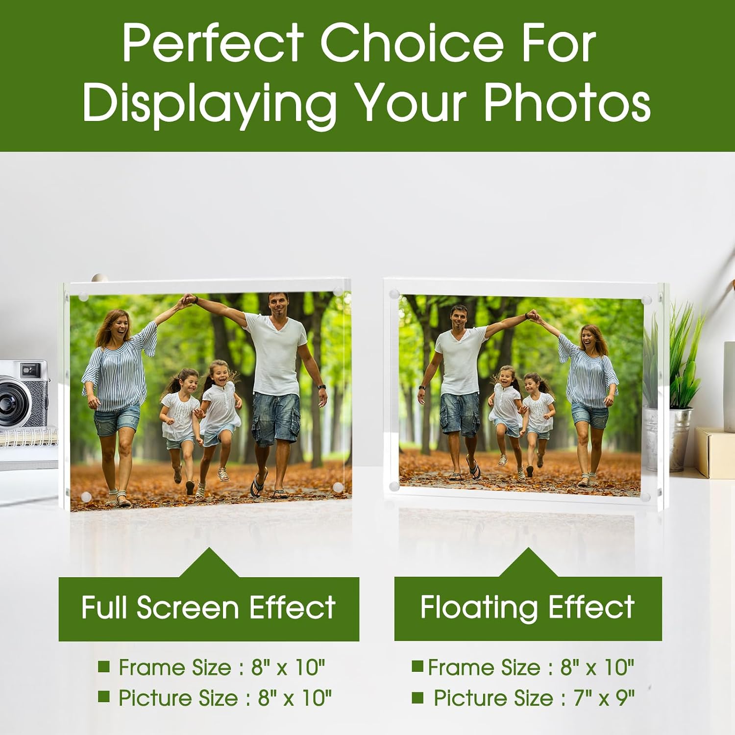 SYNTRIFIC 8x10 Acrylic Frames 5 Pack Clear Lucite Picture Frame Magnetic | Clear Lucite Frames, Stand on Desk