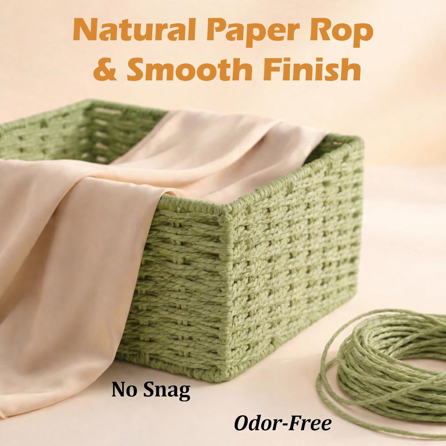 Woven Storage Baskets for Organizing / Sage Green / Set of 3