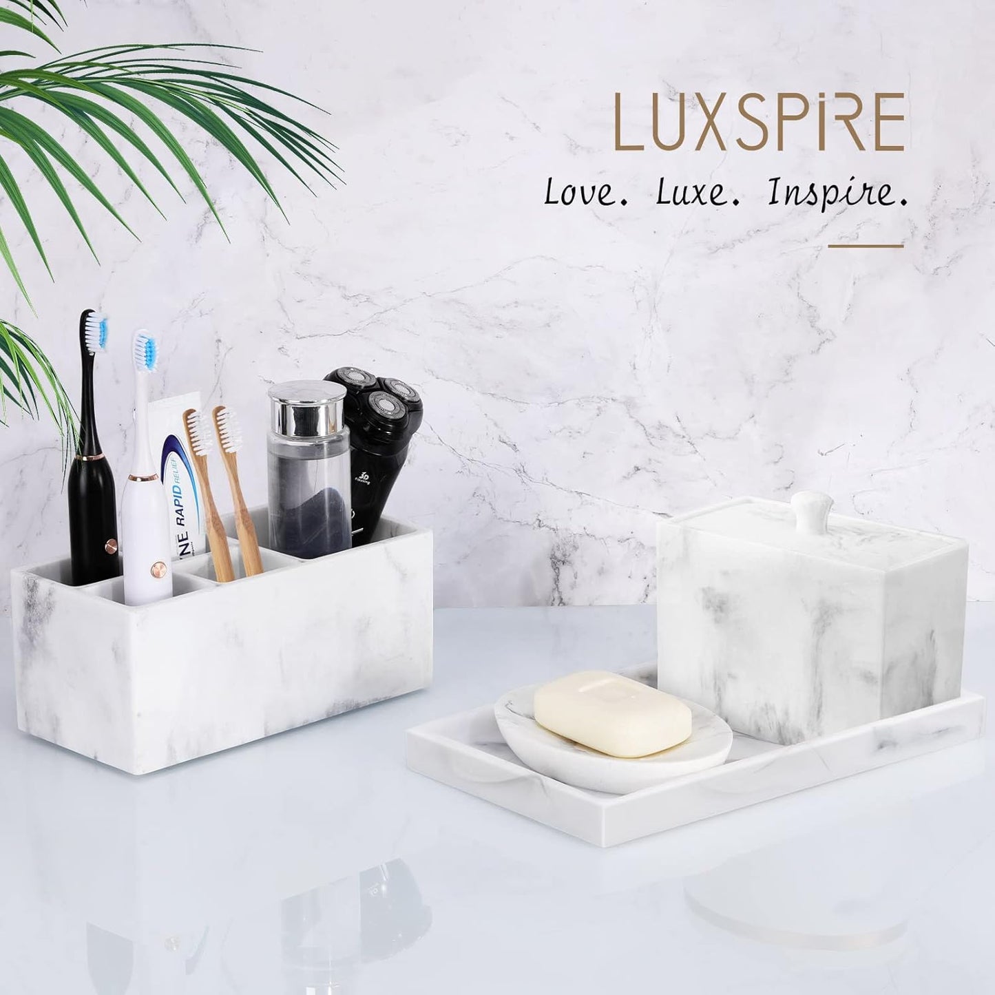 Bathroom Vanity Tray / Marble White / M