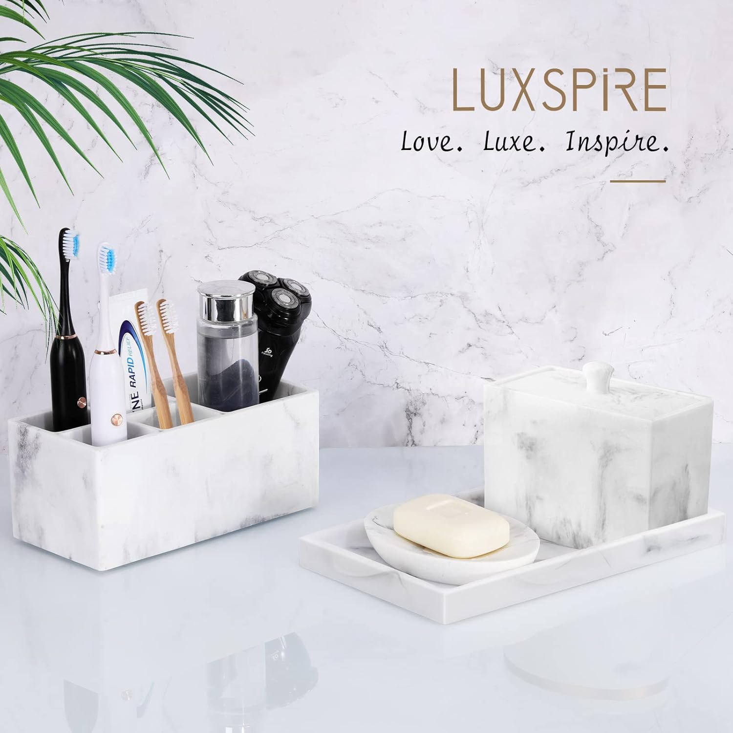 Bathroom Vanity Tray / Marble White / M