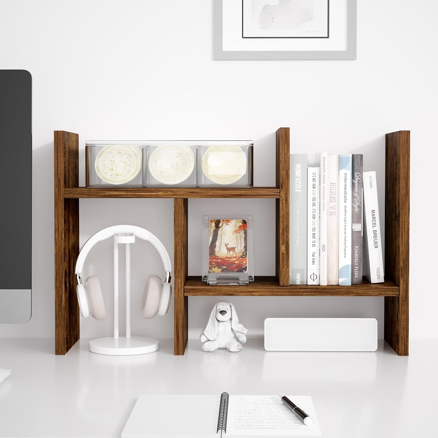 Jerry & Maggie Desktop Organizer Office Storage Rack Adjustable Wood Display Shelf Free Style Double H
