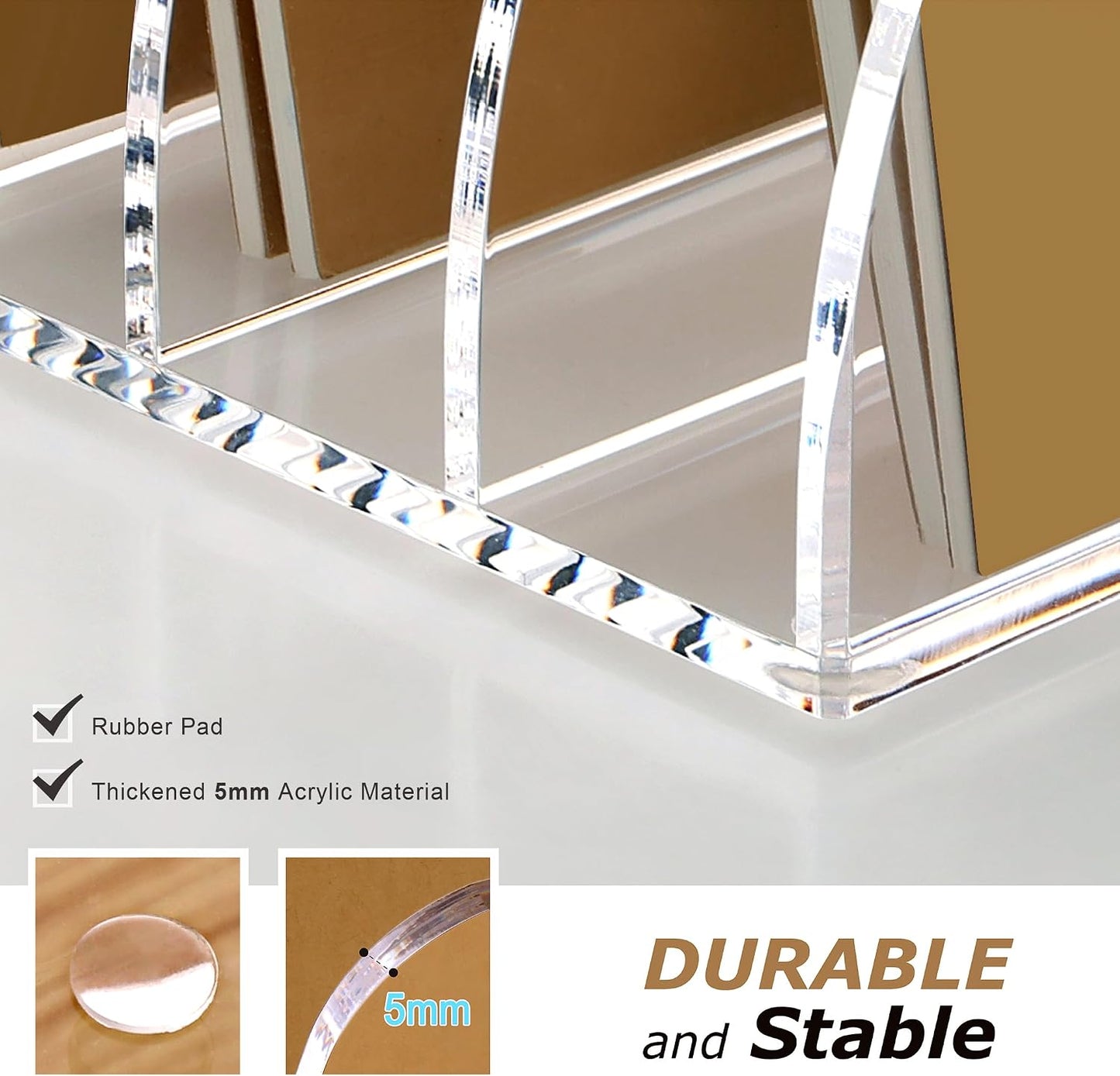SANRUI Acrylic Magazine File Holder, 6 Vertical Compartments Desk Document Sorter Organizer, Clear Folder Rack Binder