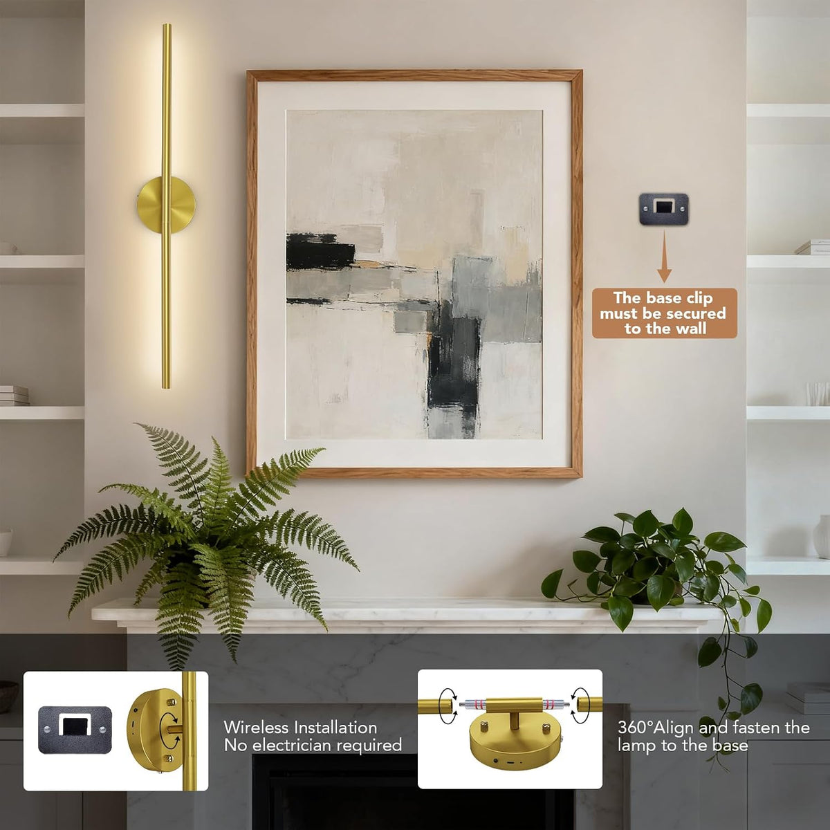 TONYFUL Battery Operated Wall Sconce Set of 2, Rechargeable Wall Lamp with 6000mAh Dimmable Bulbs and Remote