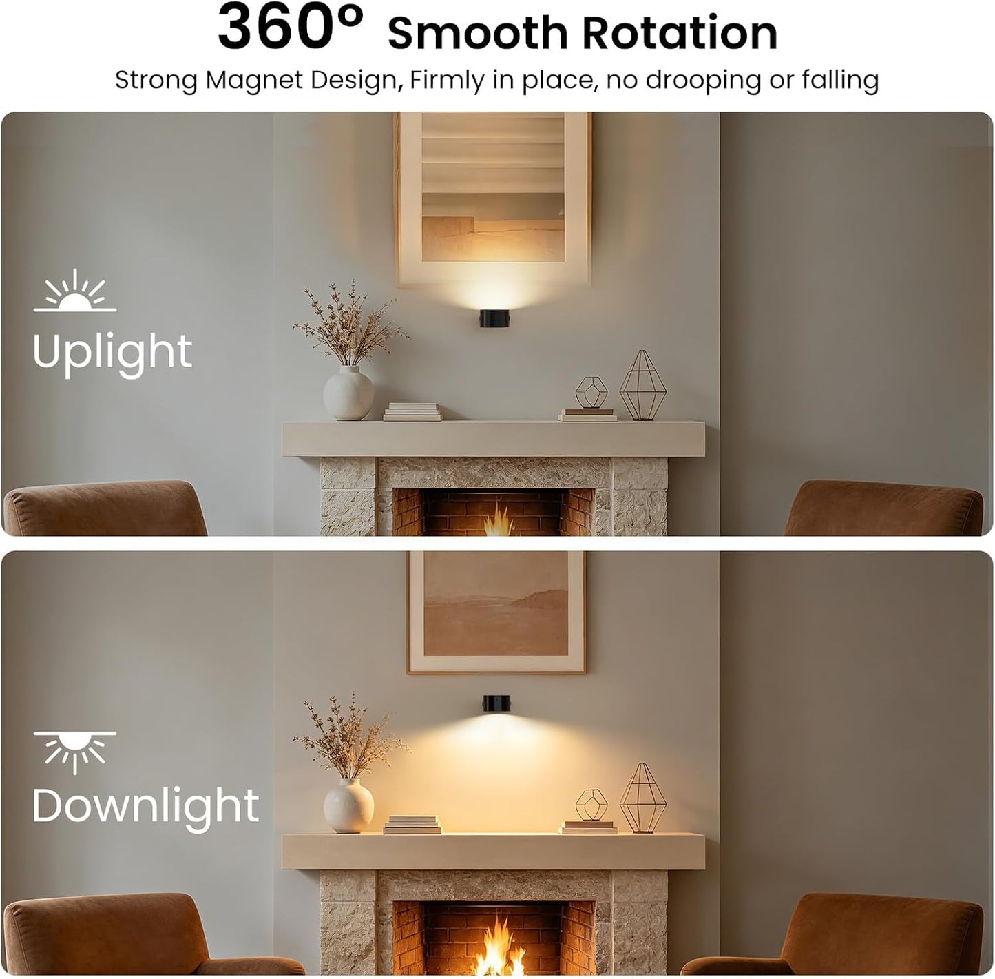 Koopala LED Reading Lights, Wall Mounted Sconces with 3 Color Temperatures & 3 Brightness Levels Rechargeable Battery