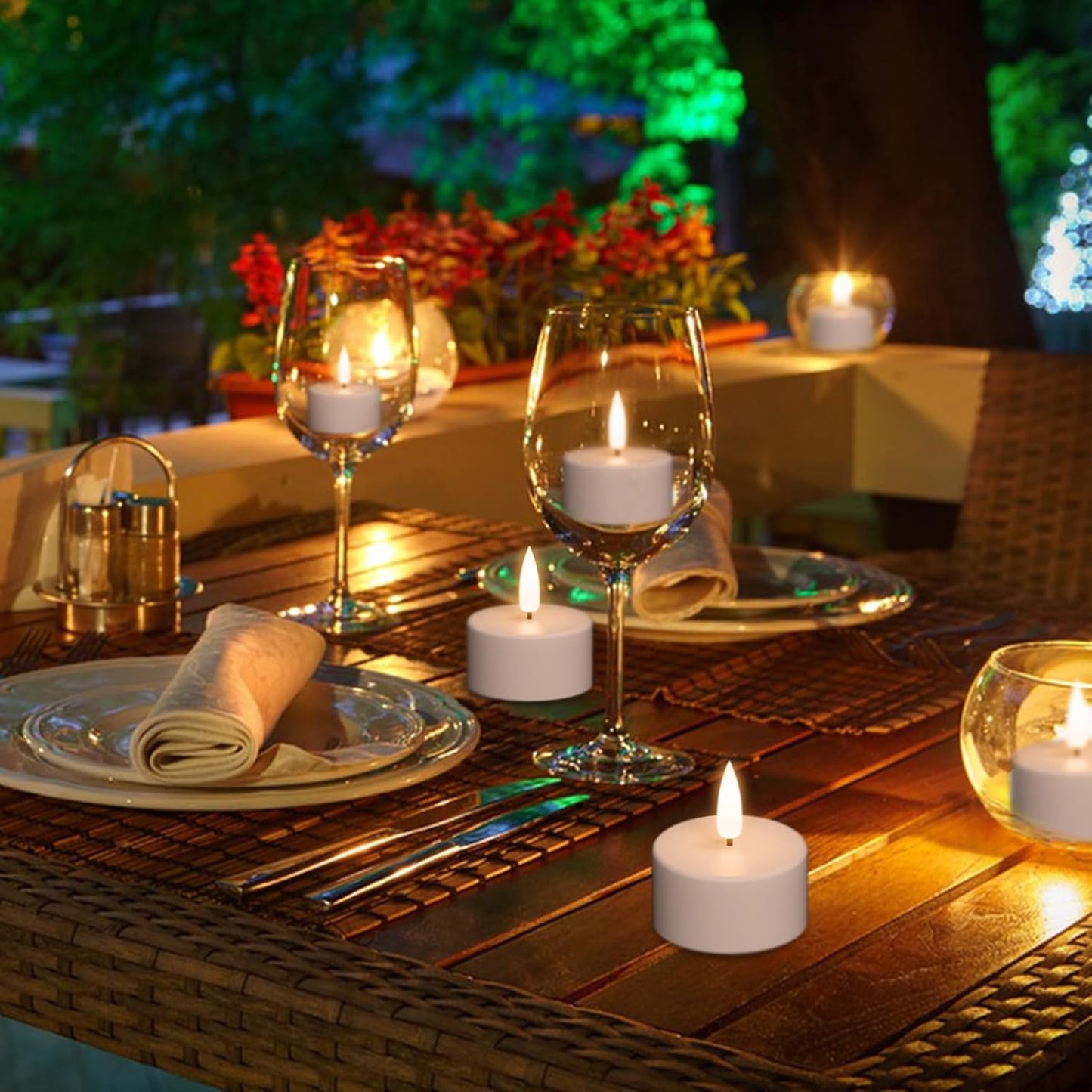 GenSwin Rechargeable Tea Lights Candles Remote Timer Charging Base White | Flameless LED Tealight Candles Battery