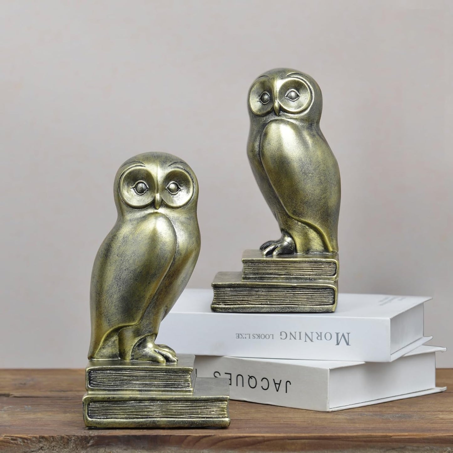 Vintage Owl Bookends / Gold