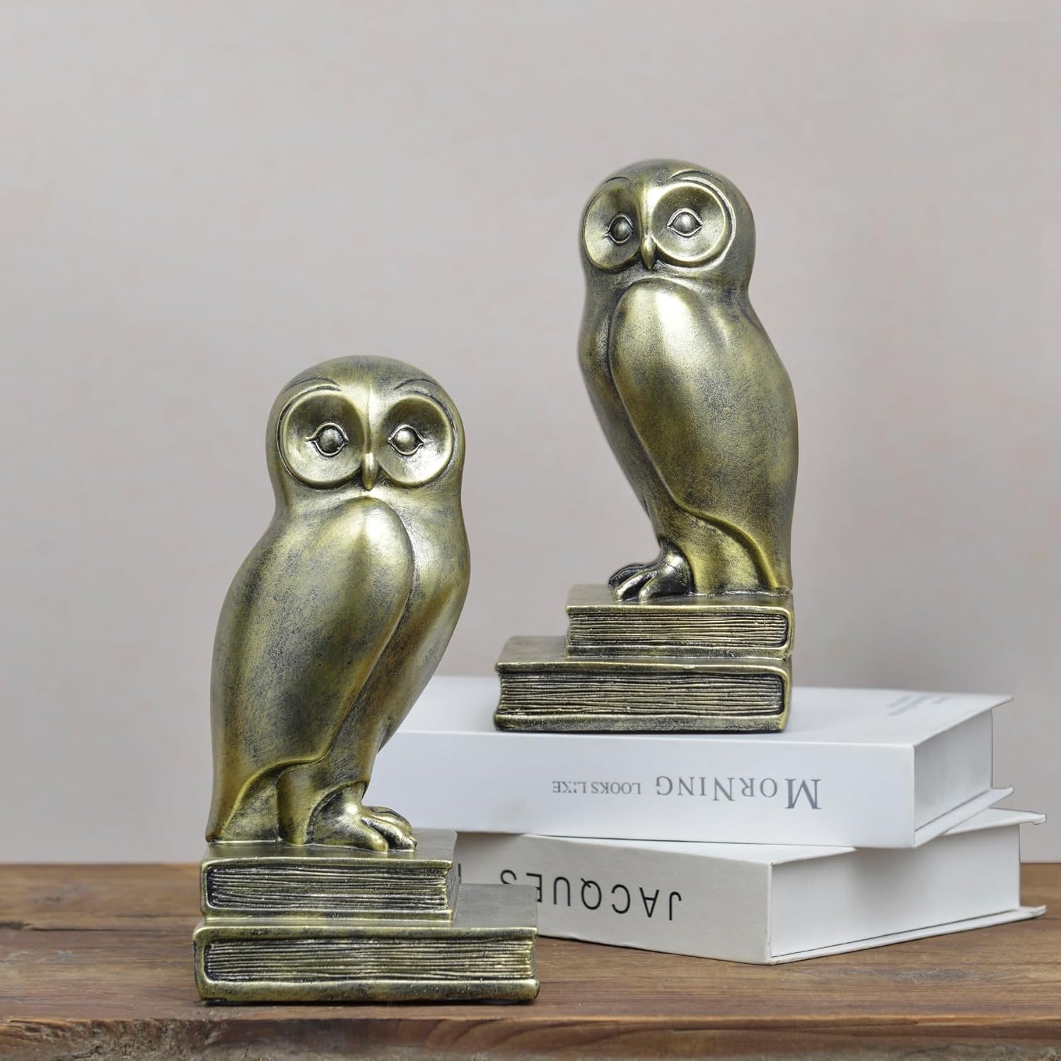 Vintage Owl Bookends / Gold