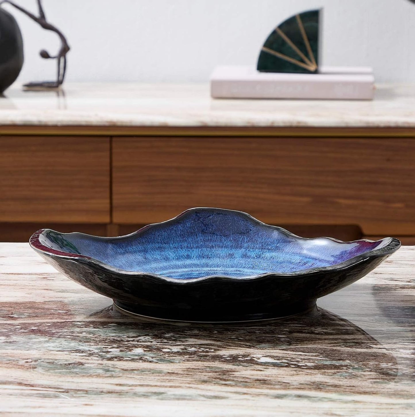 Large Ceramic Decorative Bowl / Blue
