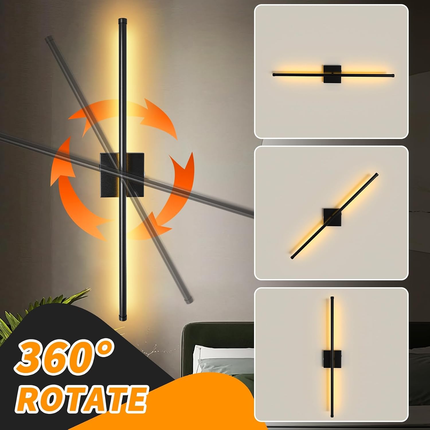 15800 mAh Battery Operated Wall Sconces with Remote Control, Dimmable Wall Sconces Set of Two 3000K LED Matte Black and