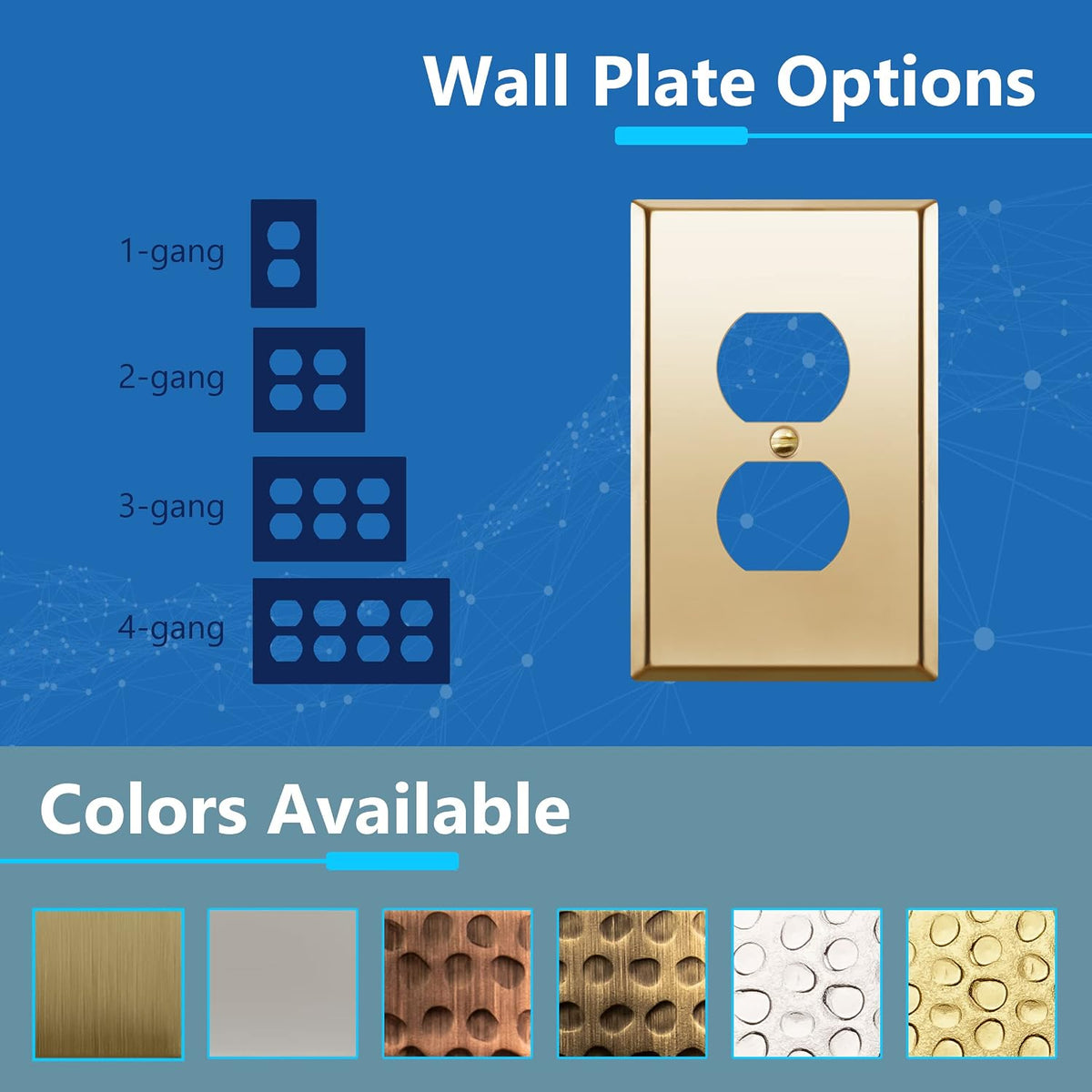 LIDER Duplex Receptacle Metal Wall Plate, Mid-Size 1-Gang, 2-Pack | Stainless Steel, Corrosion Resistant, Outlet Cover