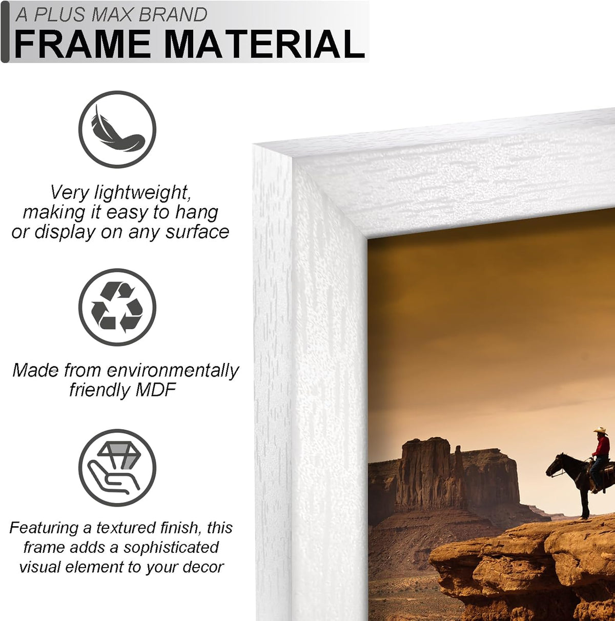 8x10 Picture Frame Set of 10 White Light Weight Tabletop and Wall Mount | 8 x 10 Inch White Wood-grain Engineered Wood