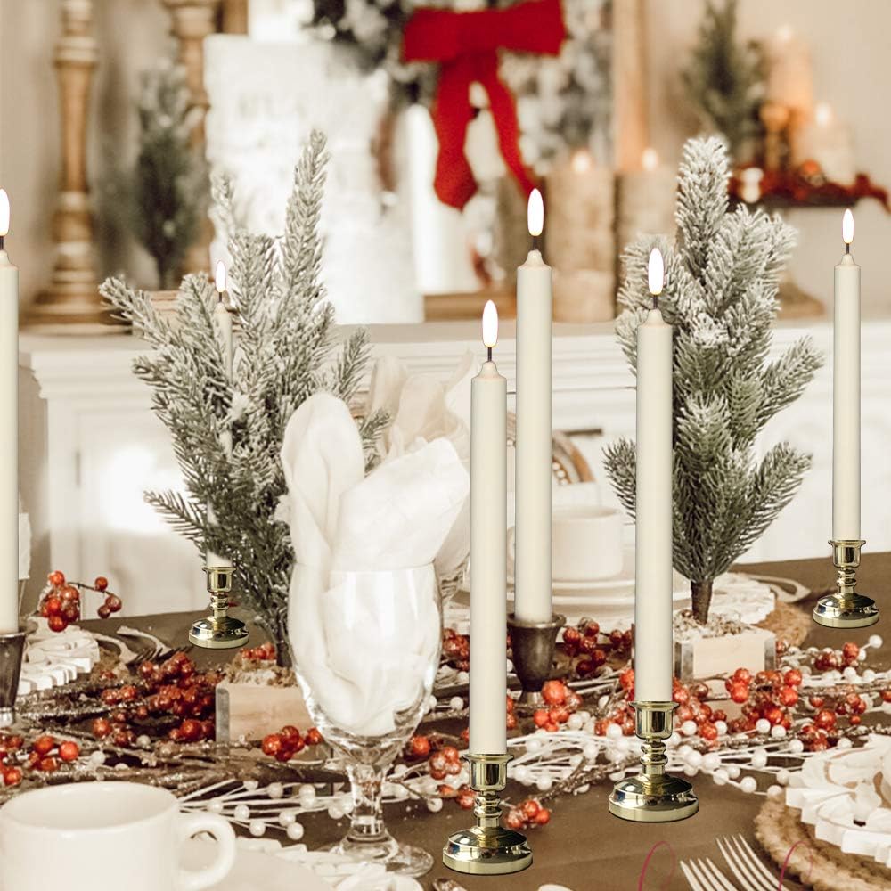 Wondise Flameless Window Candles with Timer & Remote, 10" Battery Operated | 3D Wick LED Flickering Window Candles for