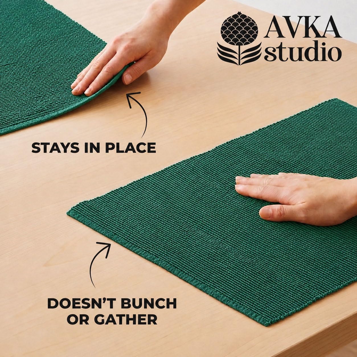 100% Cotton Ribbed Placemats - Set of 6-13 x 19 Inches - Peacock Green - Everyday Cloth Table Mats - Thick