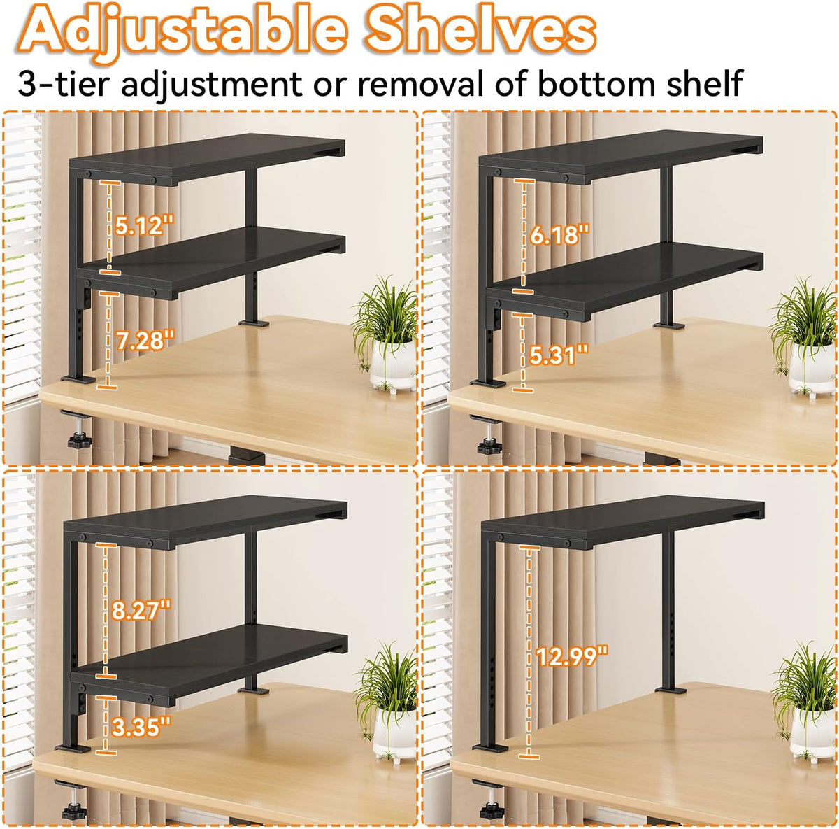 IBUYKE Clamp on Desk Shelf, 22.8” Large Desk Extender Shelves UTMZ010B | Tool-Free, Flexible Repositioning,Adjustable