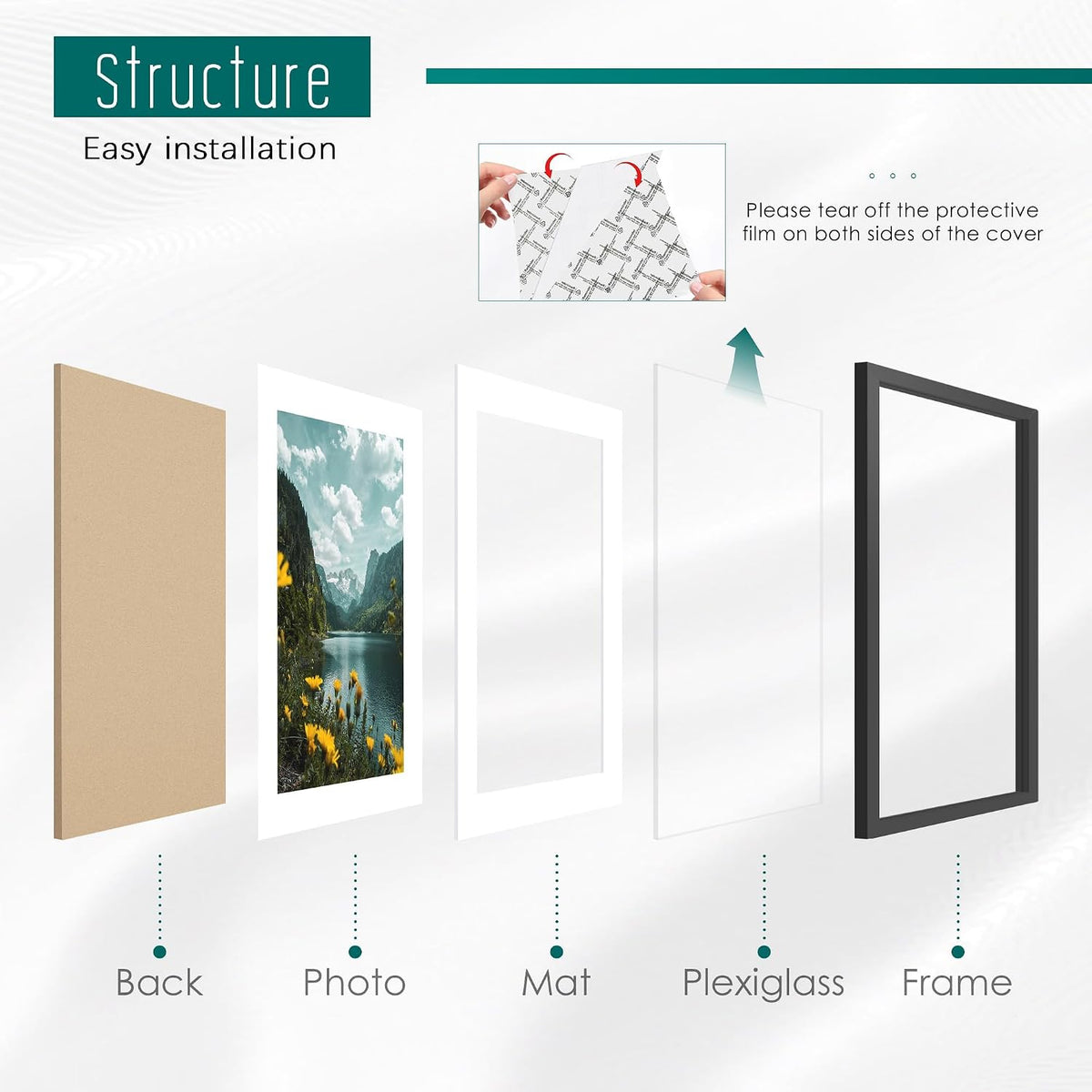 20x20 Black Picture Frame, Poster Frame for Wall, 3 Pack. | Fits 16x16 Photos With Mat or 20x20 Without Mat, Square