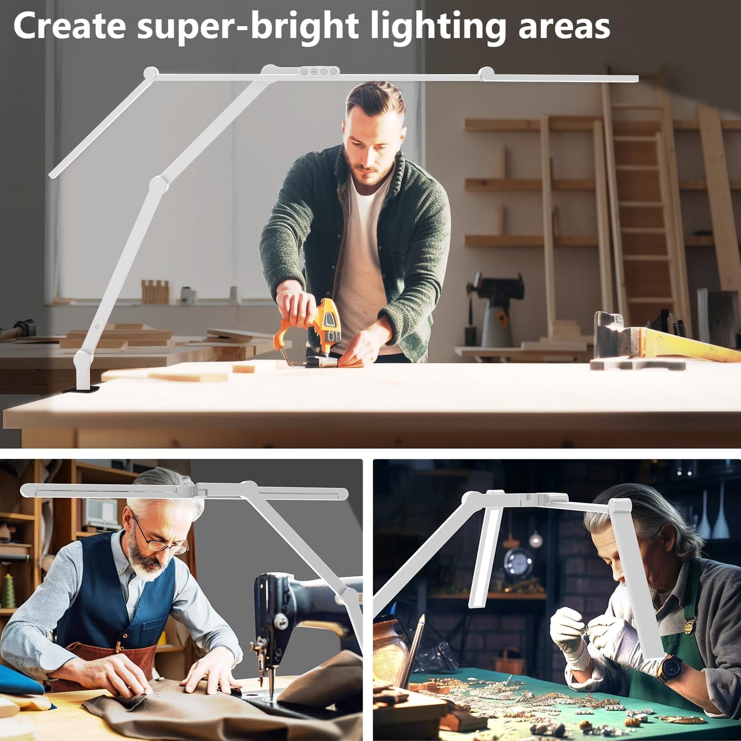 36W Ultra Bright Architect Desk Lamp with Clamp, Tall Overhead Rotatable Led Desk Light for Home Office, 47Inch Long
