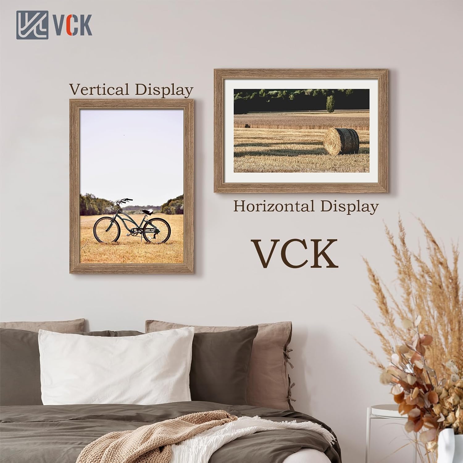 VCK 13x19 Frames 3 Pack, Walnut Poster Frame MDF Wood with Polished Plexiglass, Wall Mounting Horizontal & Vertical
