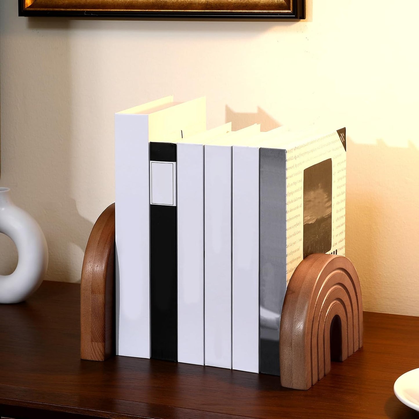 Wooden Arch Decor Boho Wood Rainbow Arch Decorative Objects Modern Shelf Decor Aesthetic / Set of 2