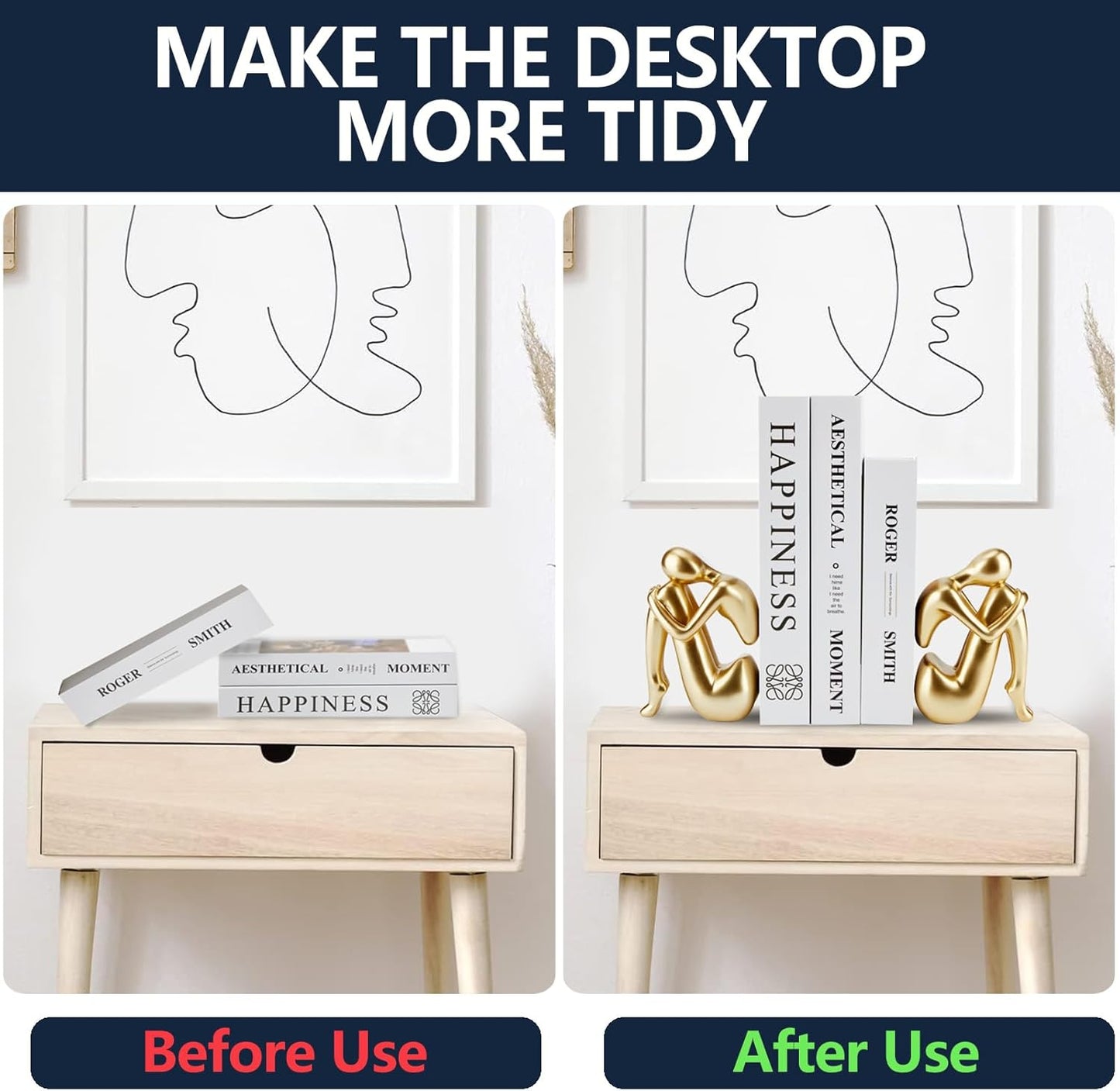 Modern Book Holder / Girl-bookend-gold