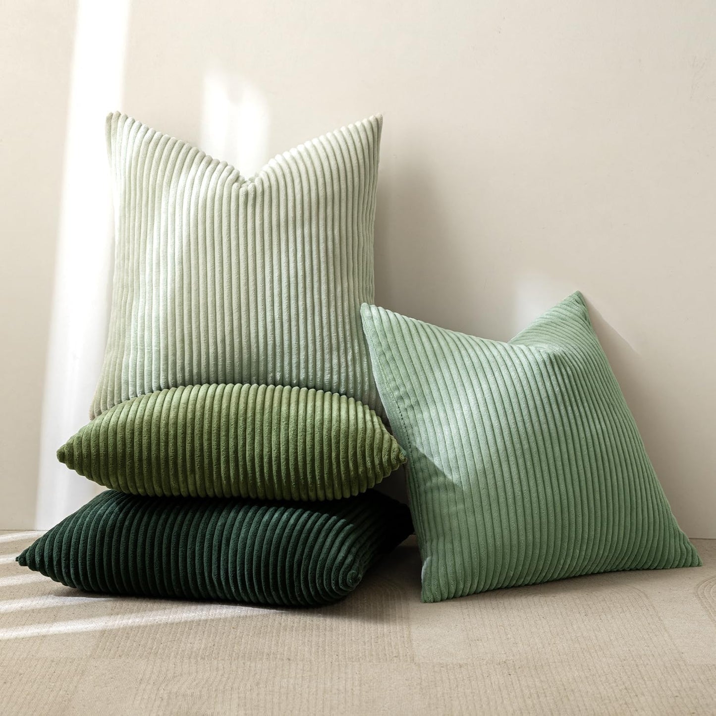 Boho Farmhouse Sage Green Throw Pillow Covers Mordern Nordic / 18 x 18 / Forest Green / Set of 4