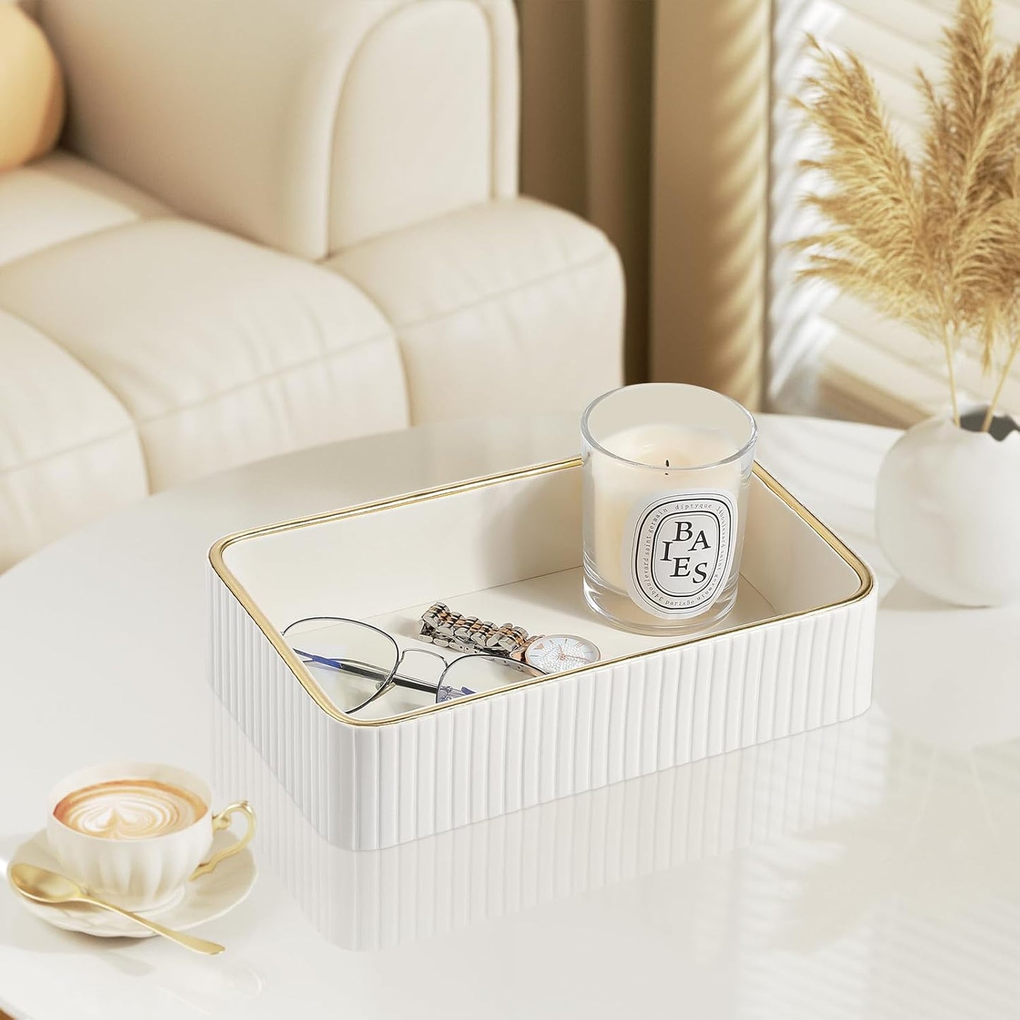 Desk Organizer Tray / Ivory / 9.5 x 6 x 2.2