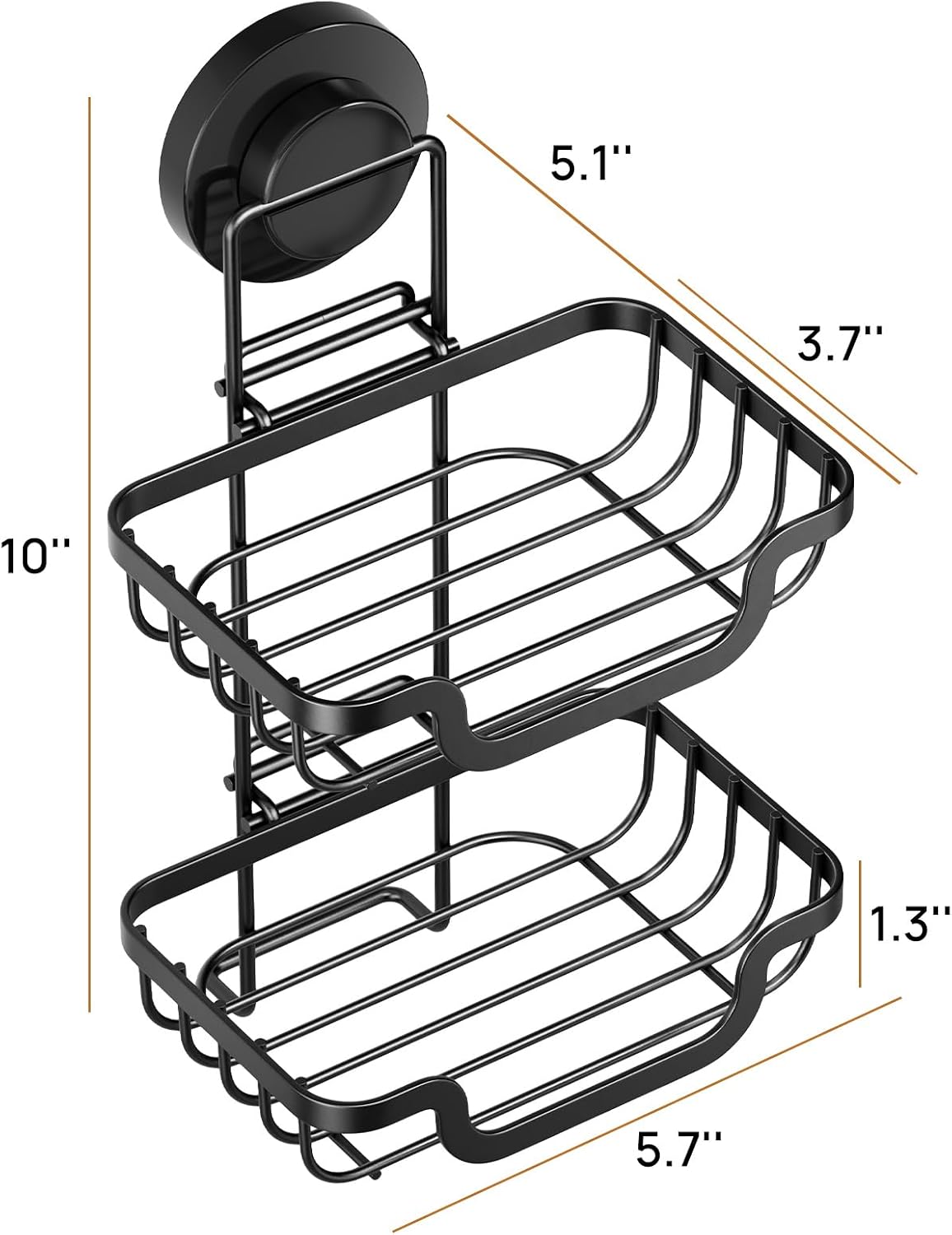 Bar Soap Holder for Shower Wall / Black / 2 Tire