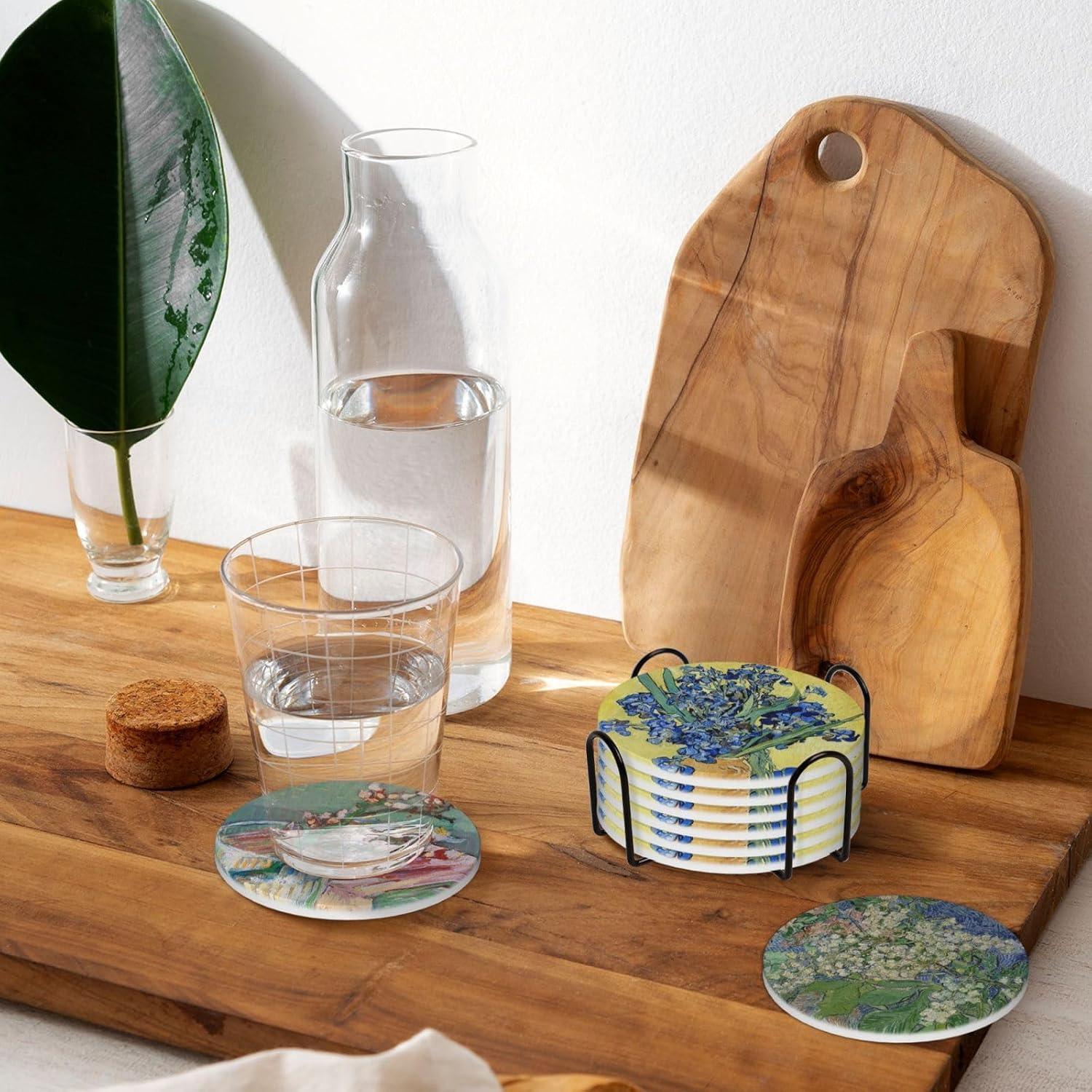 Holder / Cork Base and Golden Holder / F02 - Van Gogh / Set of 6