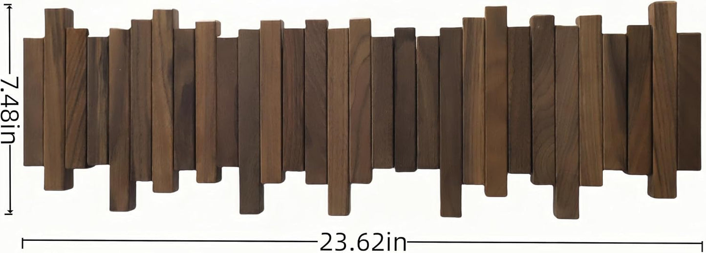 Hardwood Wall Mounted Piano Coat Rack| Flip Down Wall Hook Rack 6 Hooks|Heavy Duty Coat Hooks.Made of Black Walnut.Wall