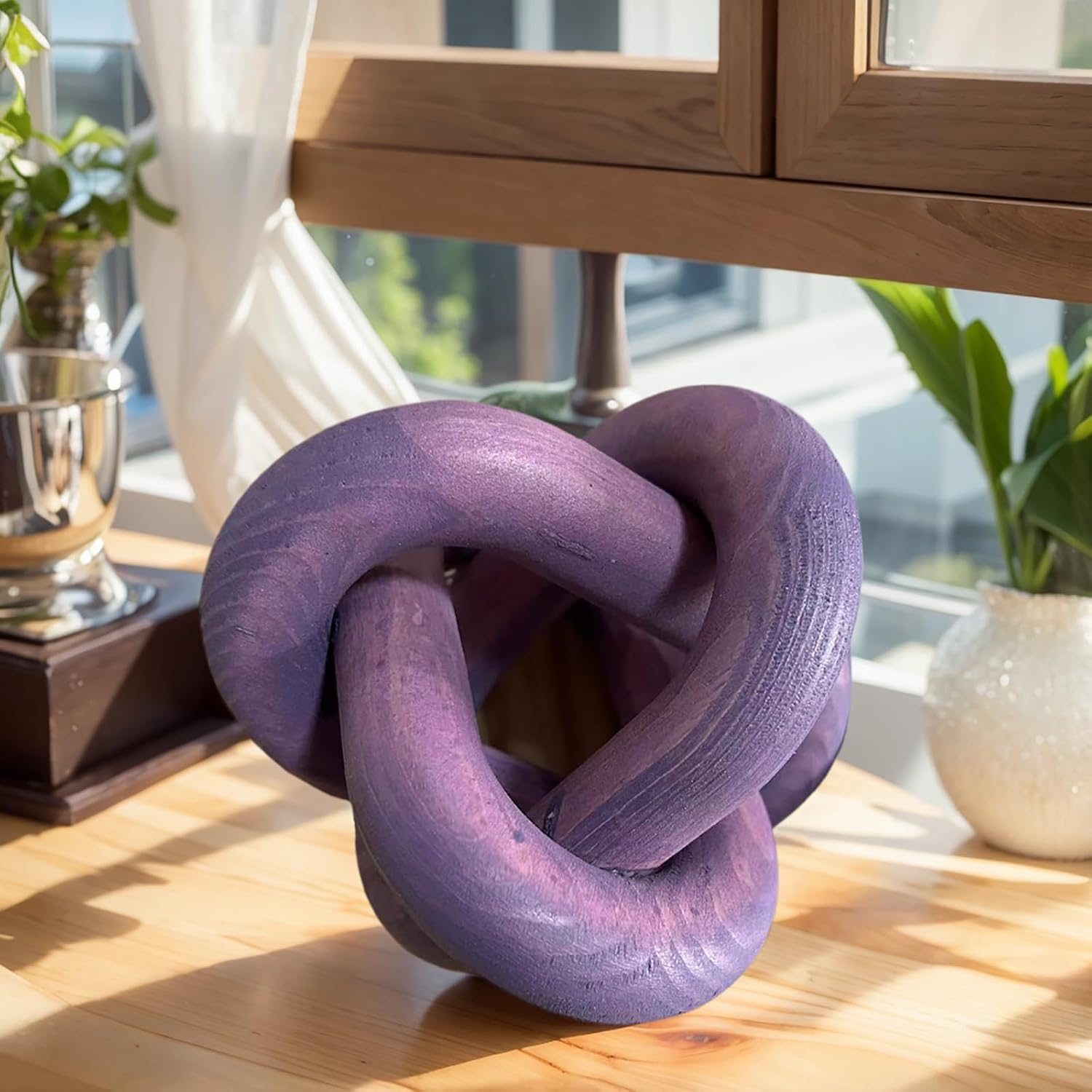 Wood Knot Chain Link Decor / Purple